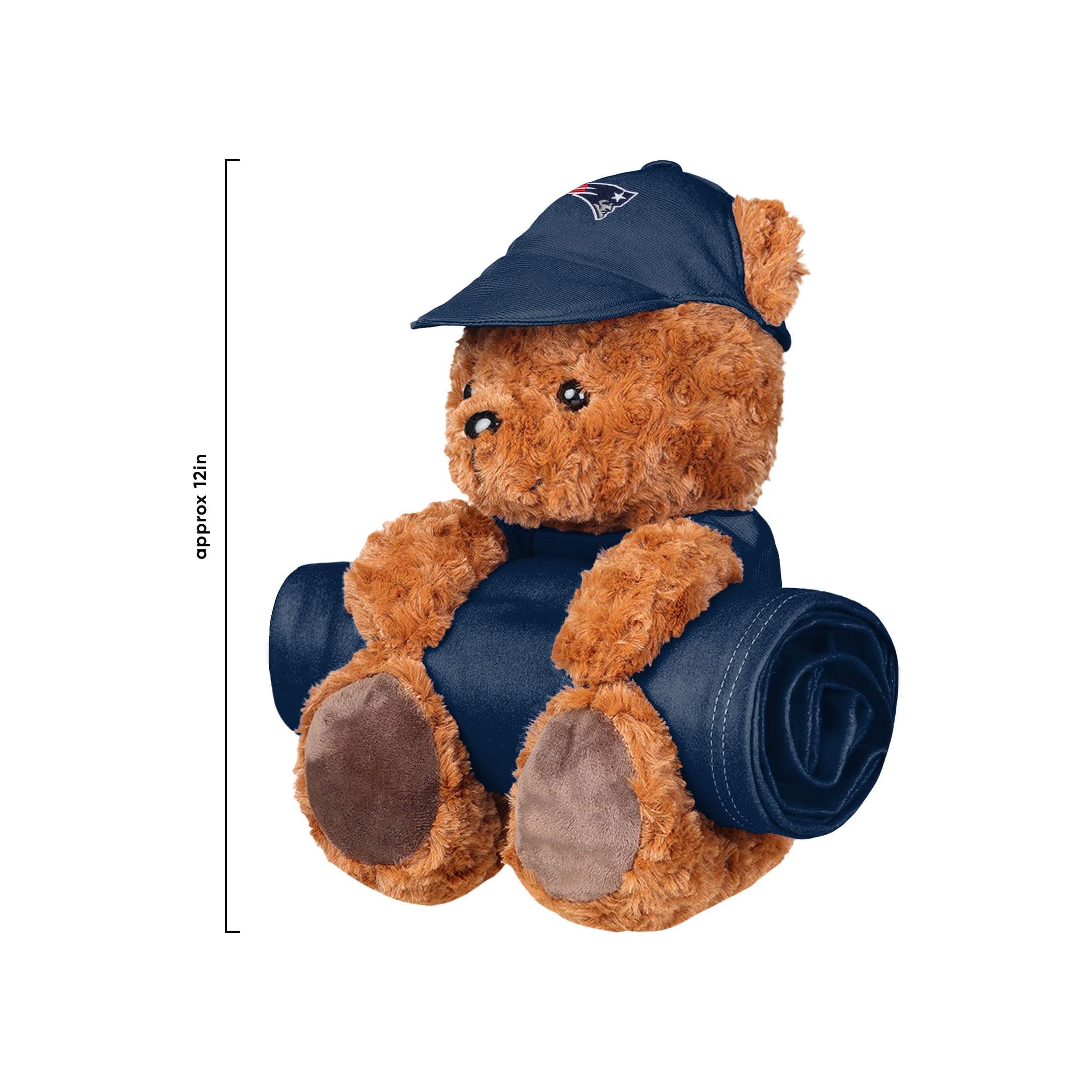 New England Patriots NFL Throw Blanket With Plush Bear - Image 3