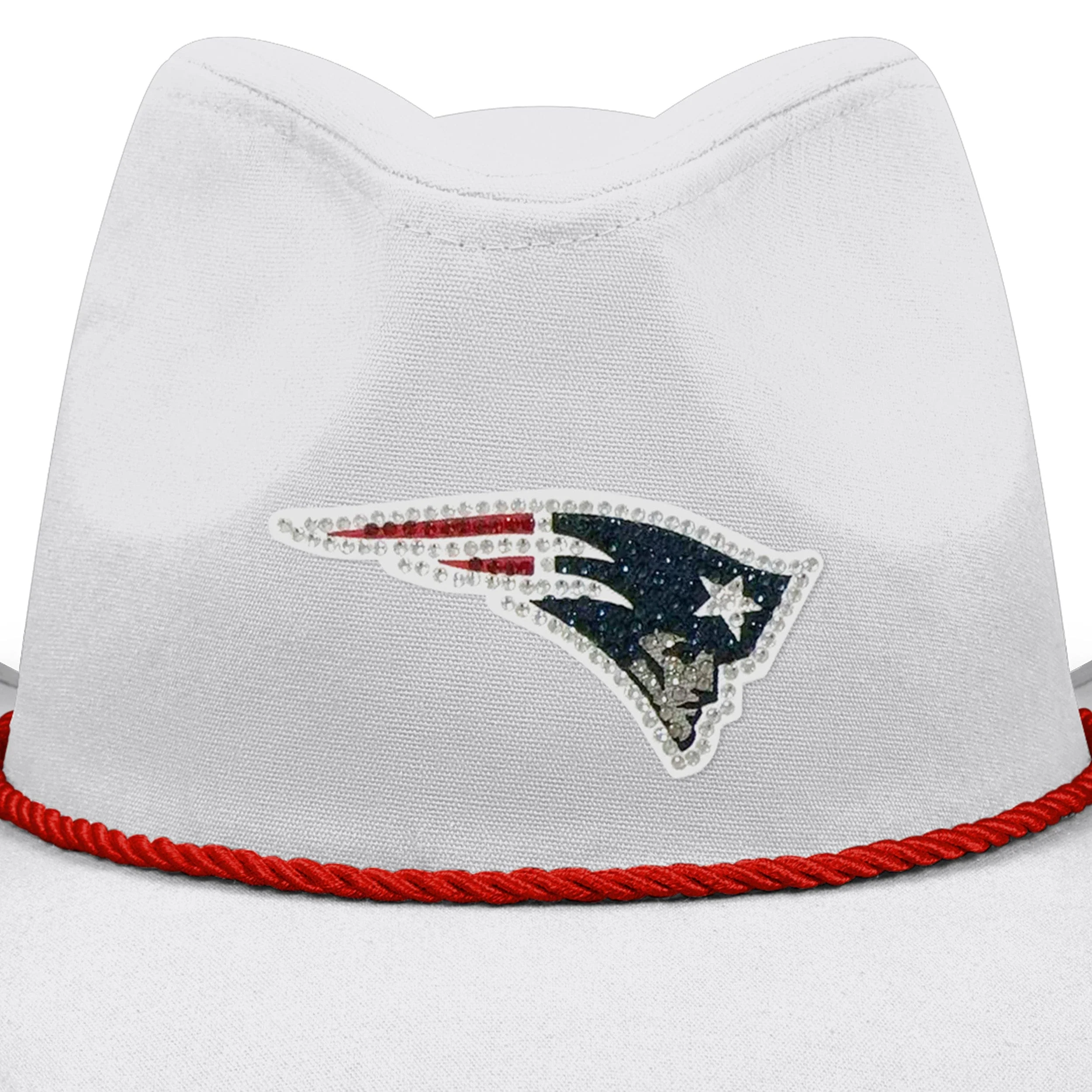 New England Patriots NFL White Rhinestone Logo Cowboy Hat - Image 2