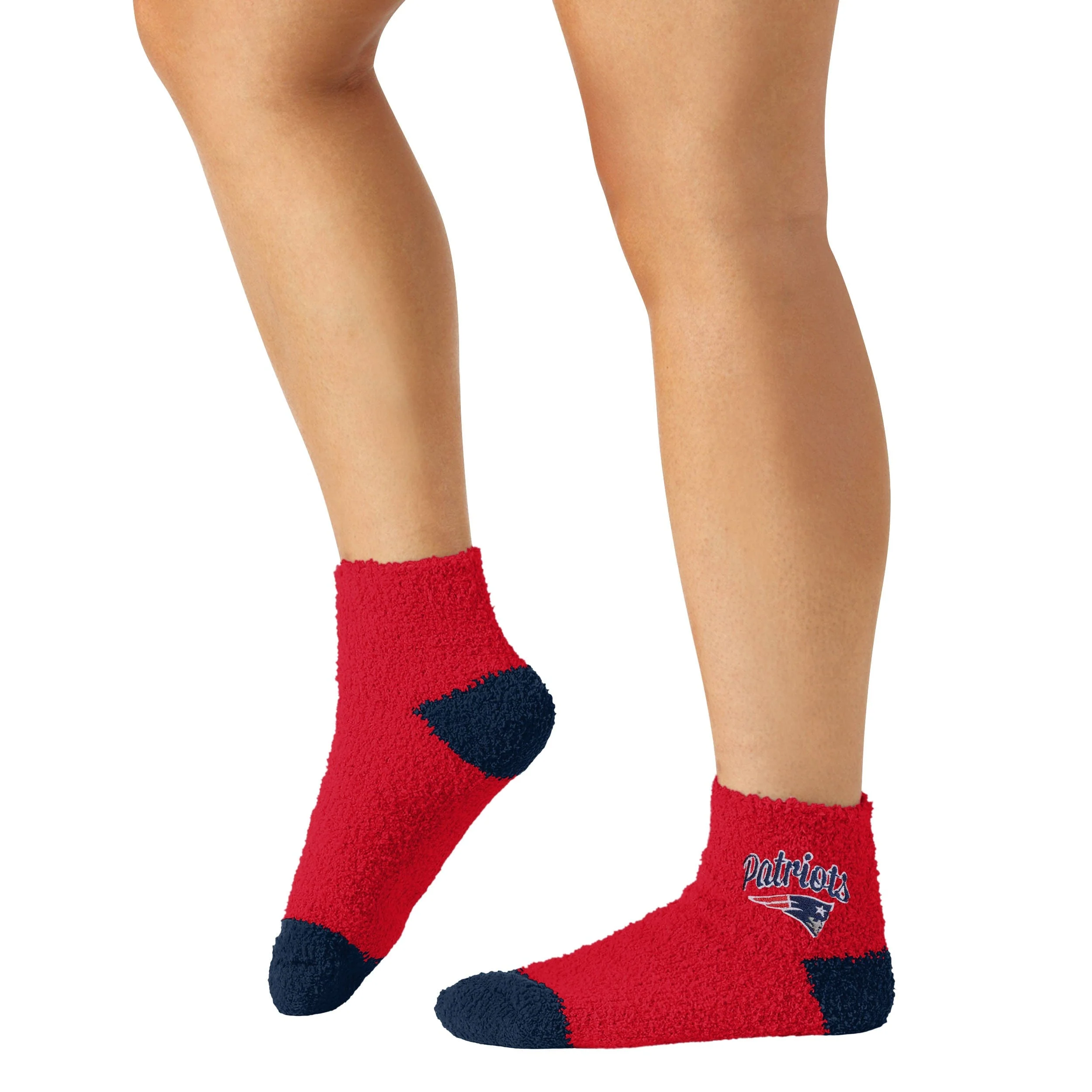 New England Patriots NFL Womens 2 Pack Script Logo Fuzzy Ankle Socks - Image 4