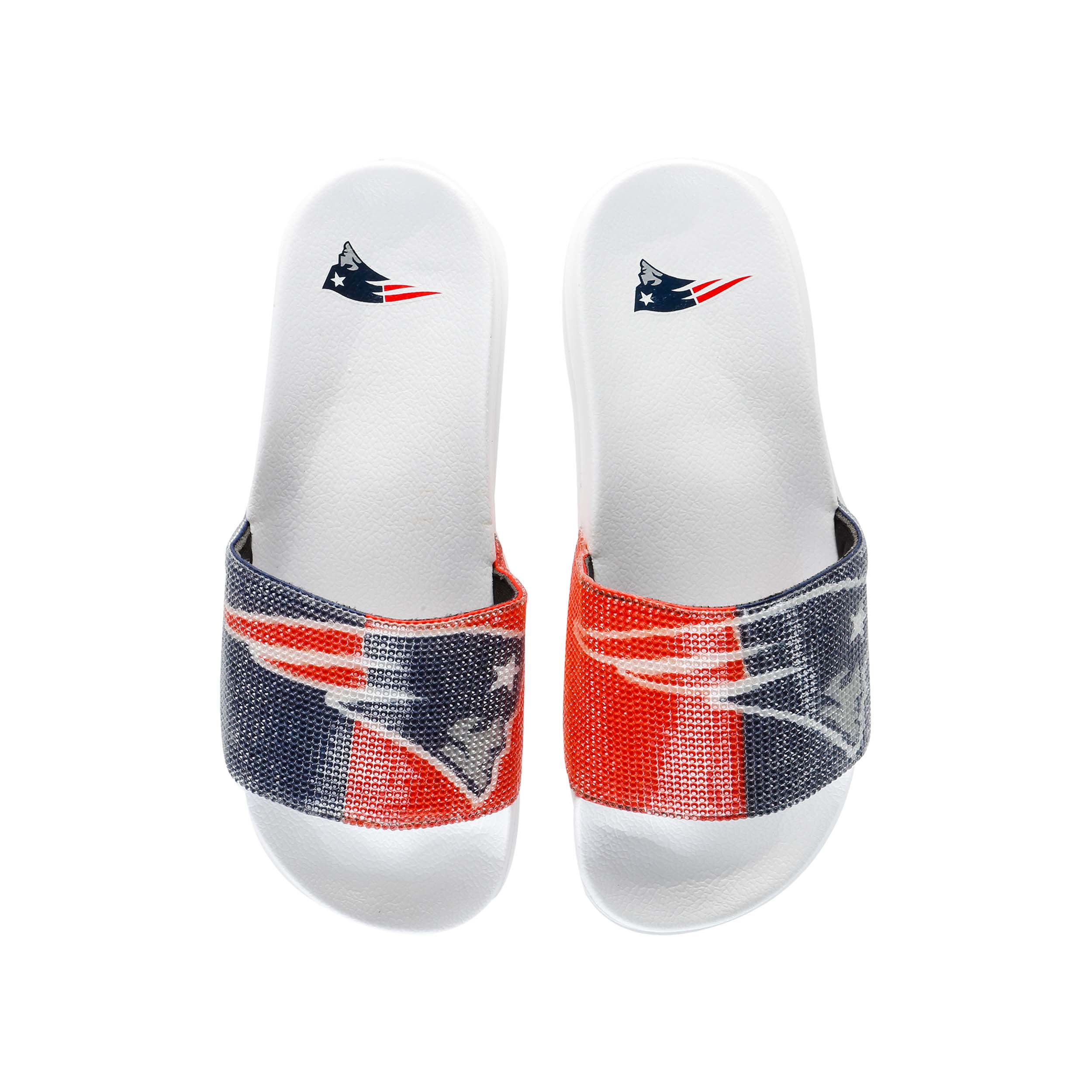 New England Patriots NFL Womens Big Logo Shimmer Slide - Image 2