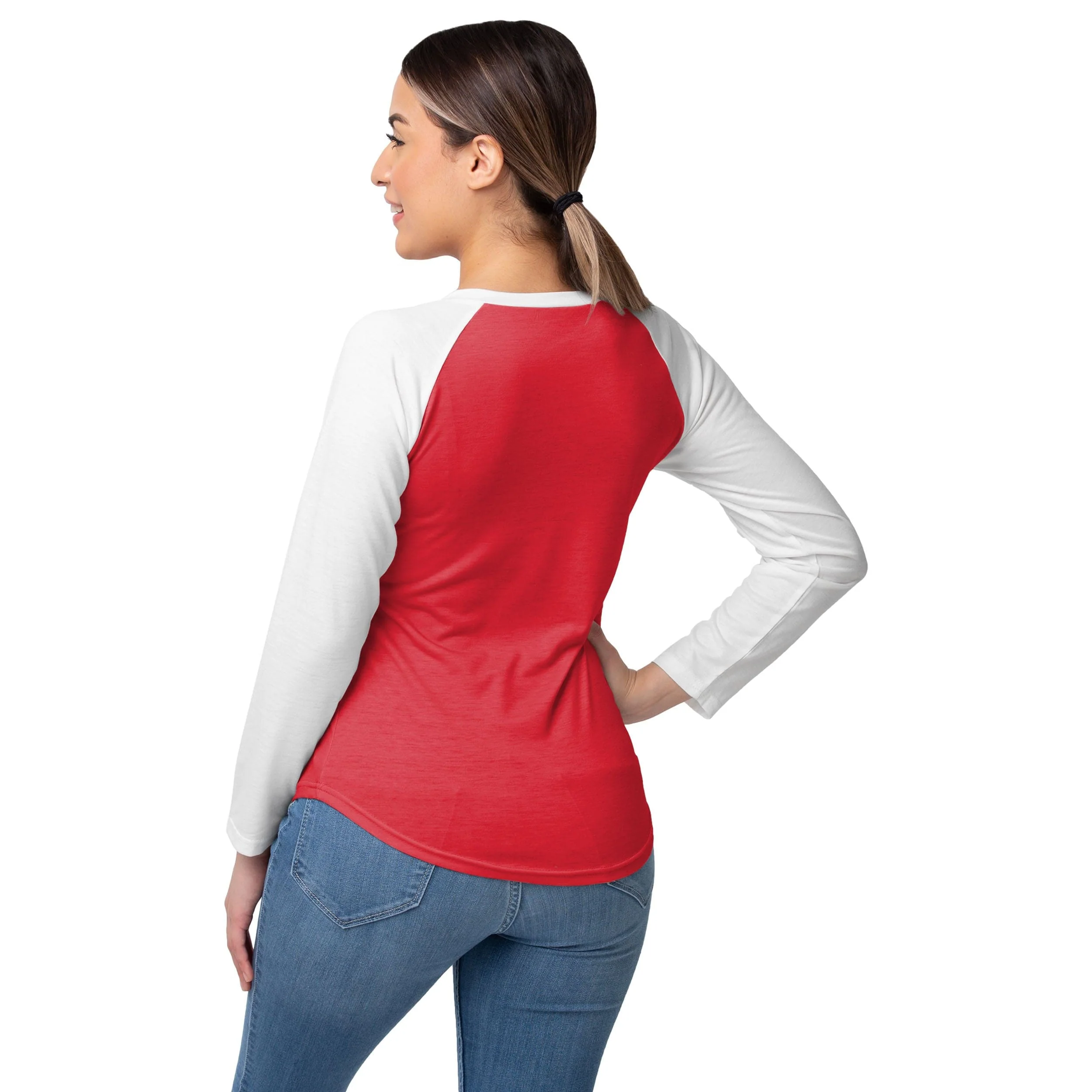 New England Patriots NFL Womens Big Logo Solid Raglan T-Shirt - Image 3