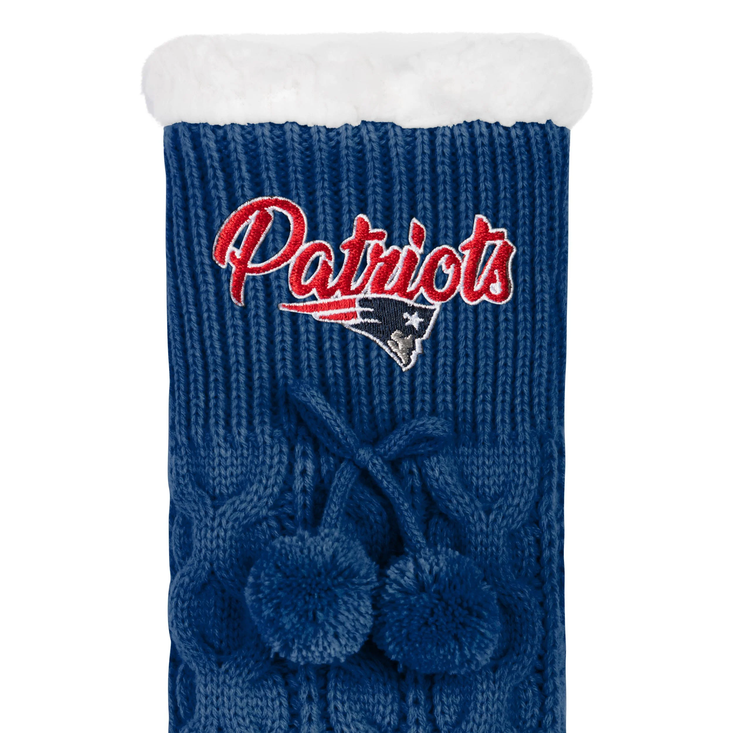 New England Patriots NFL Womens Cable Knit Footy Slipper Socks - Image 3