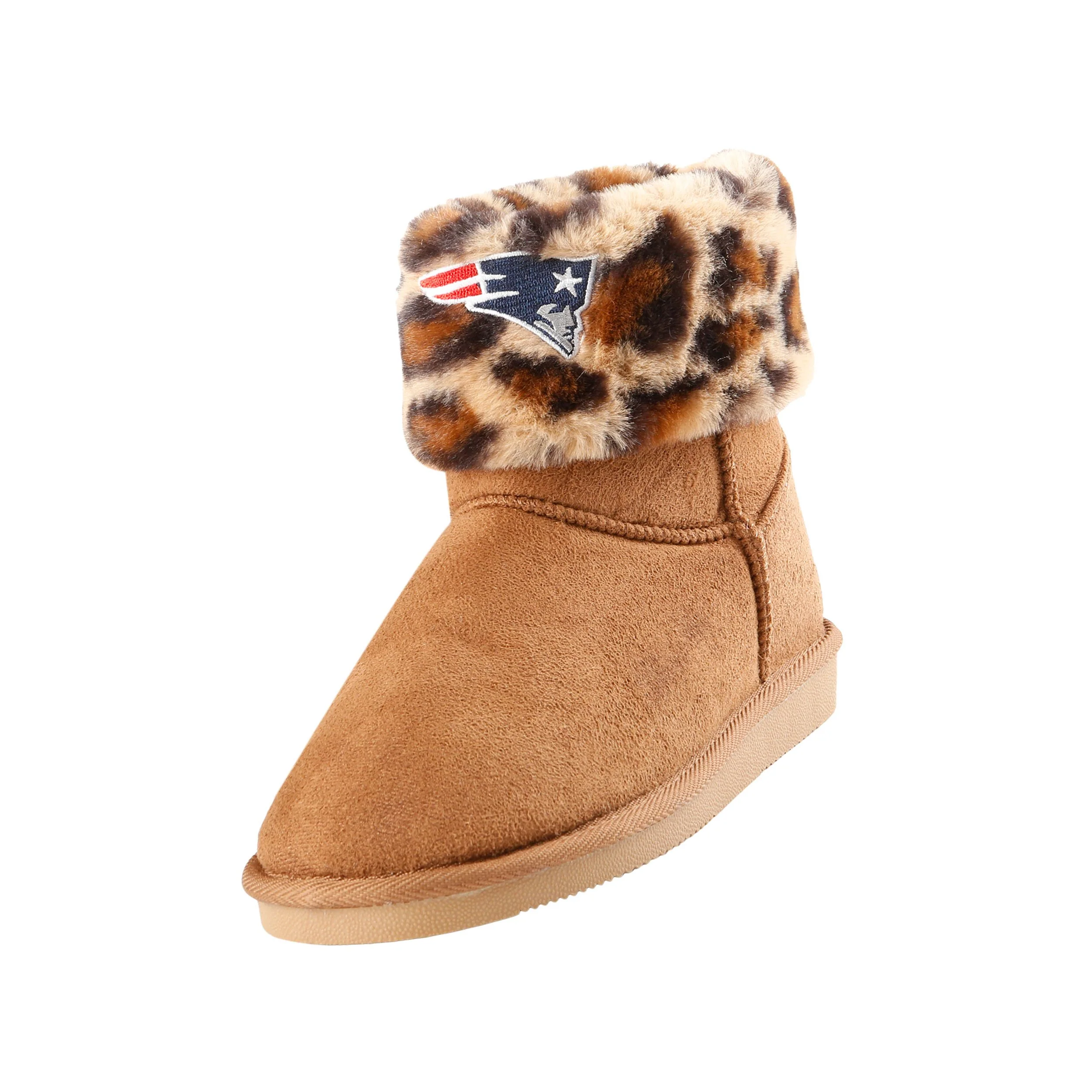 New England Patriots NFL Womens Cheetah Fur Boots - Image 2