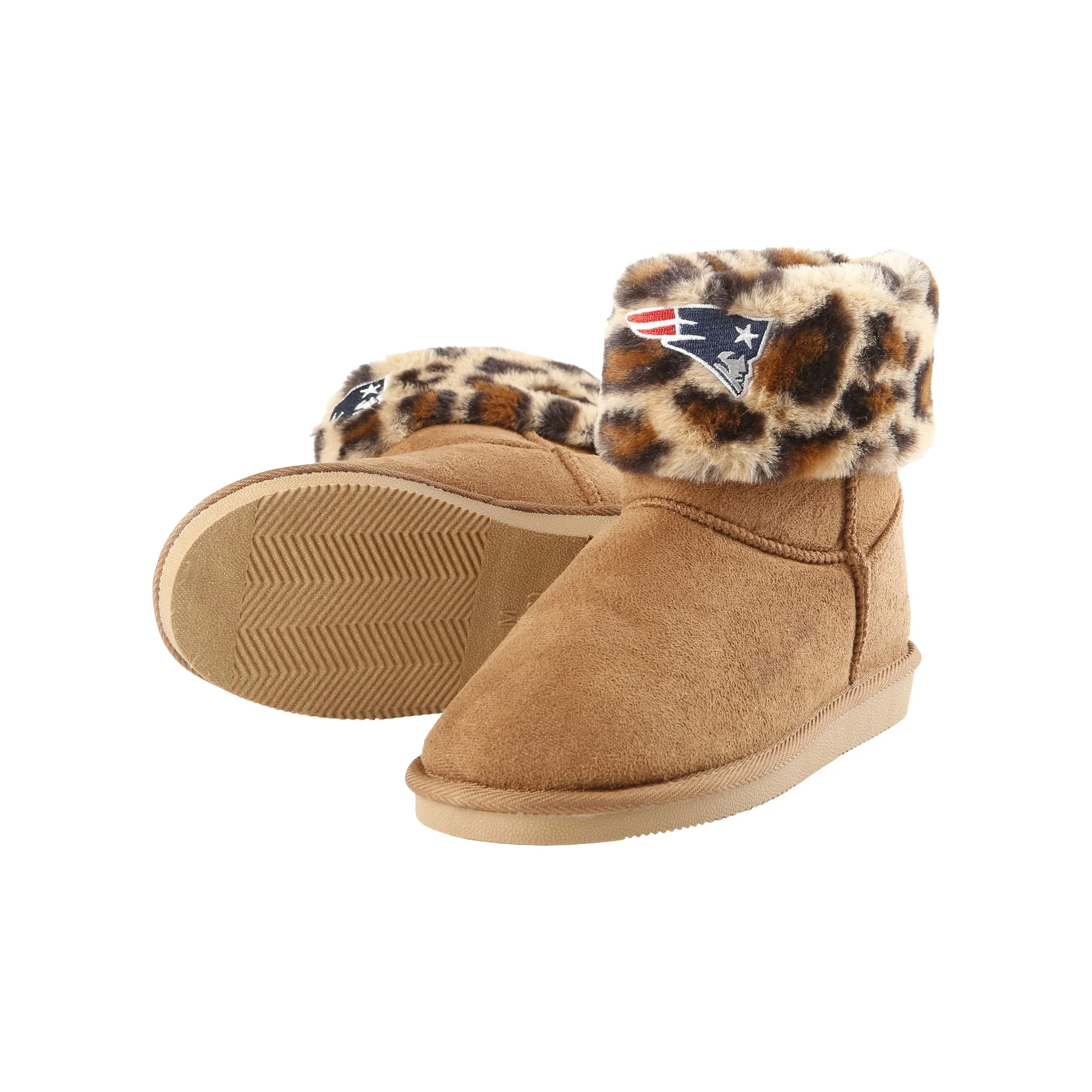 New England Patriots NFL Womens Cheetah Fur Boots - Image 4
