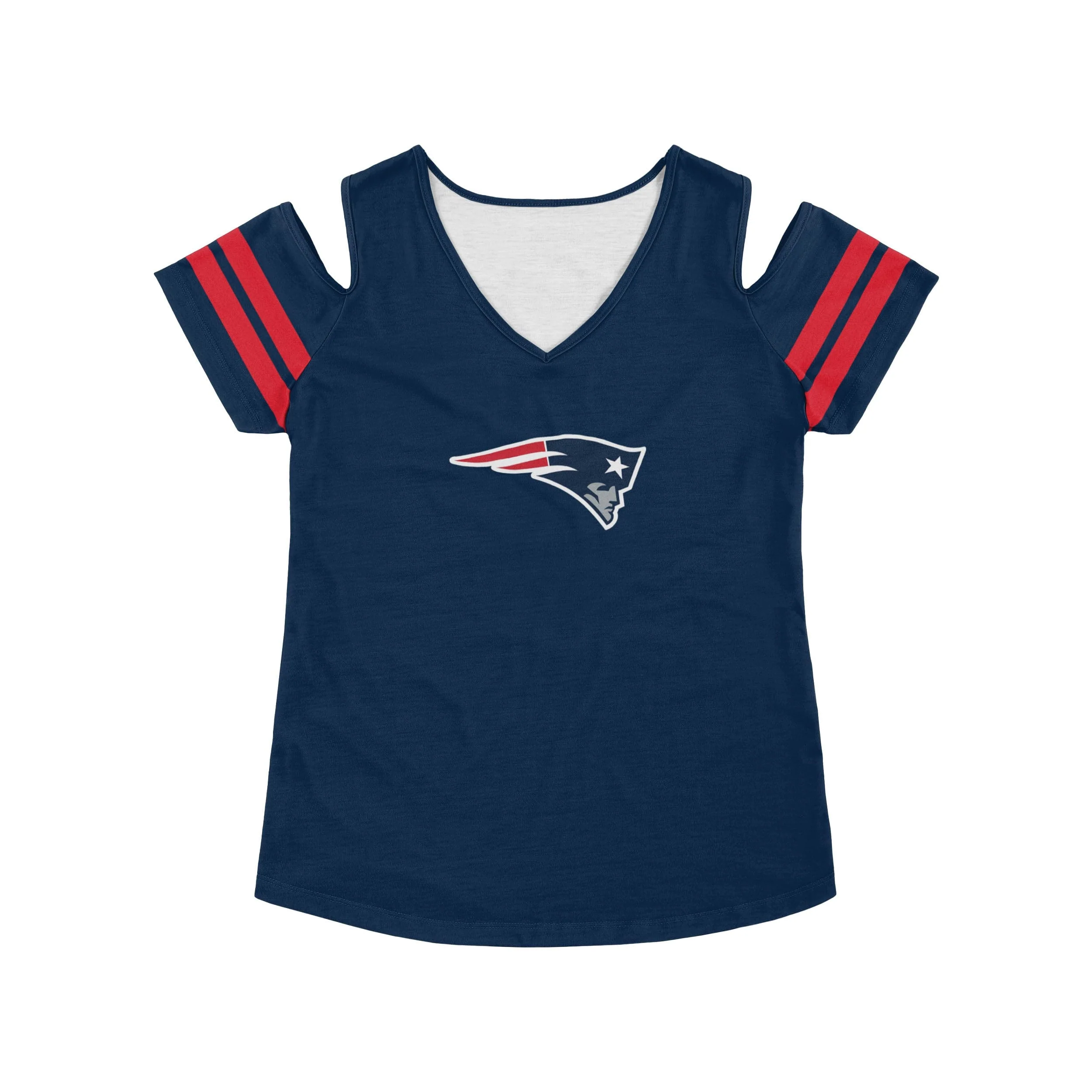 New England Patriots NFL Womens Cold Shoulder T-Shirt - Image 4