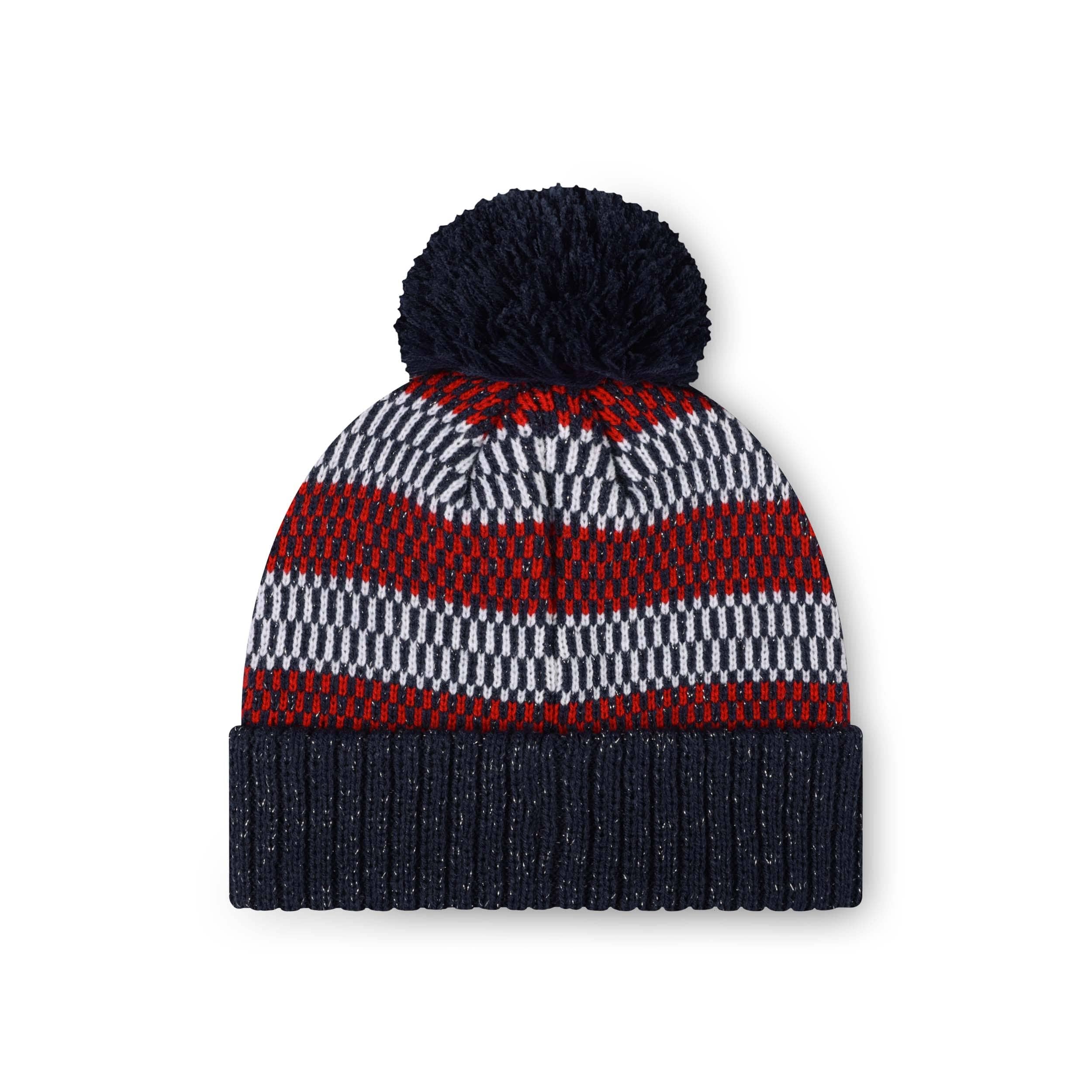 New England Patriots NFL Womens Cozy Knit Metallic Thread Pom Beanie - Image 2