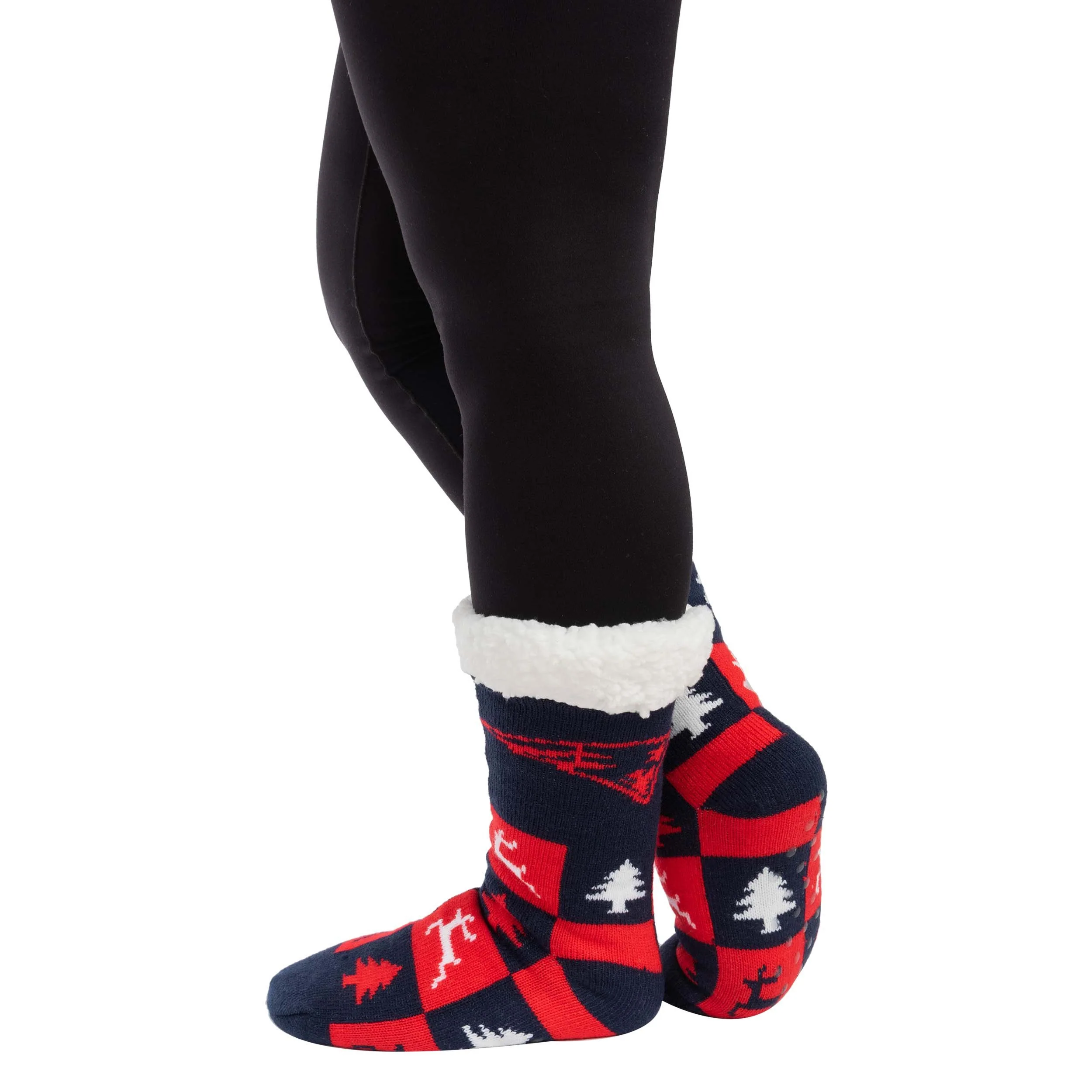 New England Patriots NFL Womens Fan Footy 3 Pack Slipper Socks - Image 2