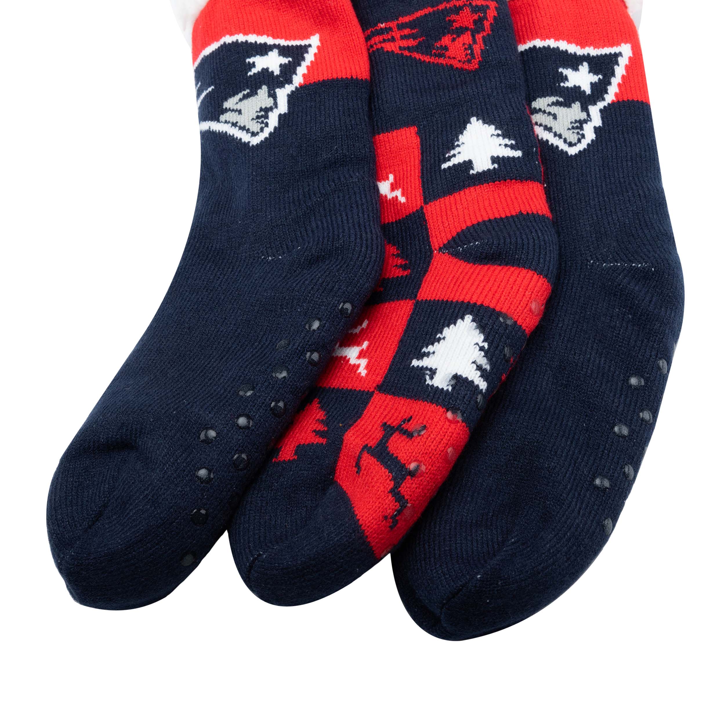 New England Patriots NFL Womens Fan Footy 3 Pack Slipper Socks - Image 3