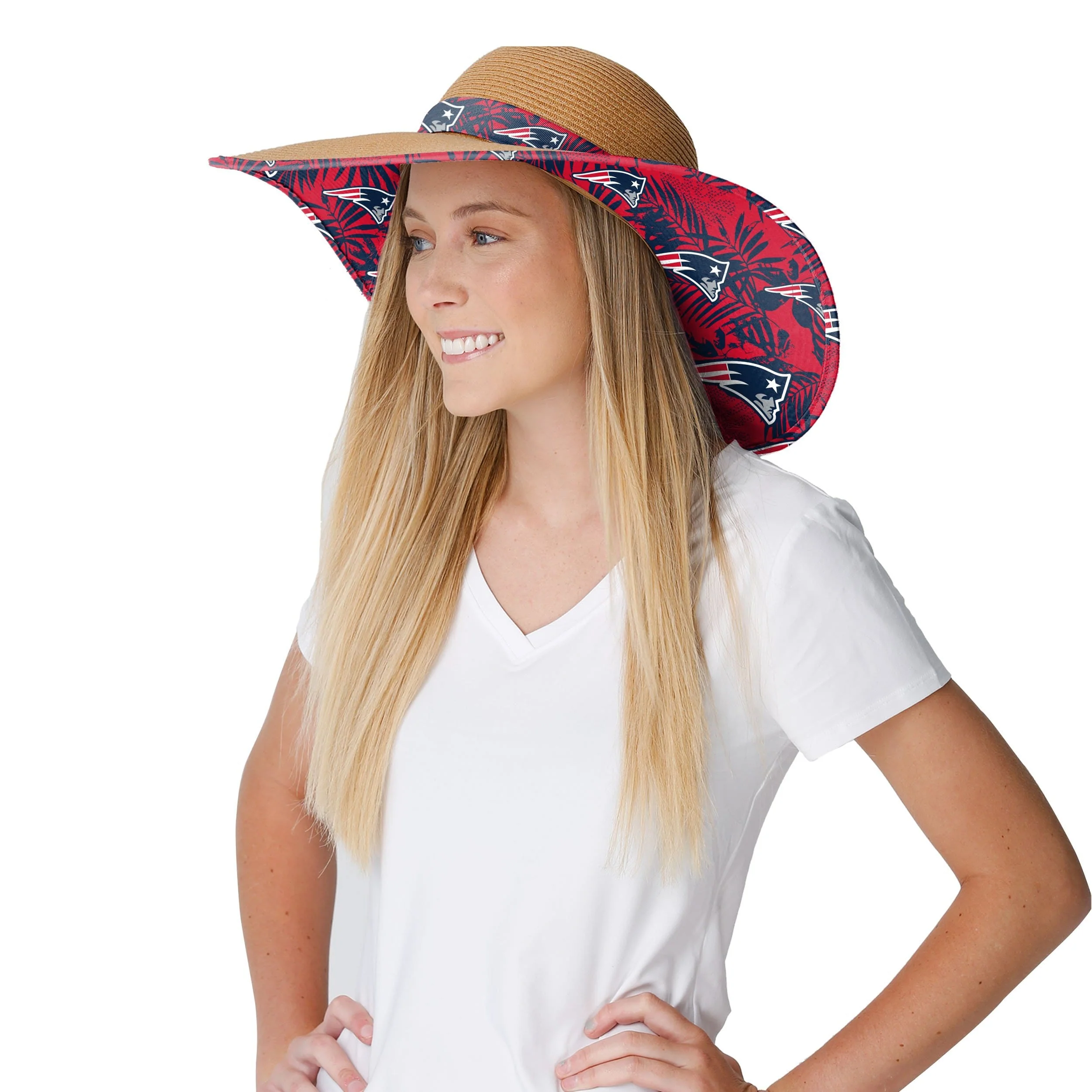 New England Patriots NFL Womens Floral Straw Hat - Image 3