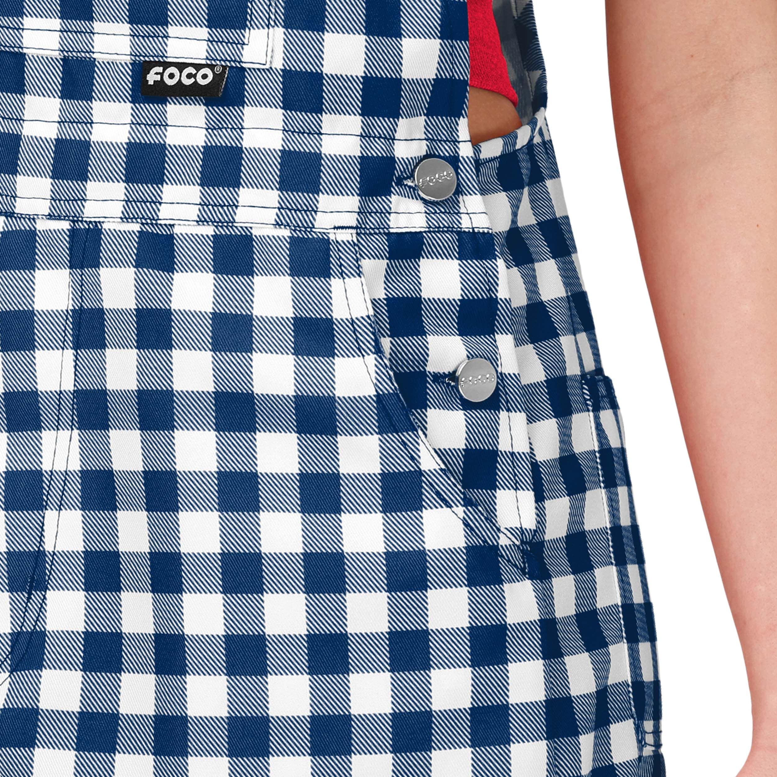 New England Patriots NFL Womens Gingham Check Bib Shortalls - Image 4
