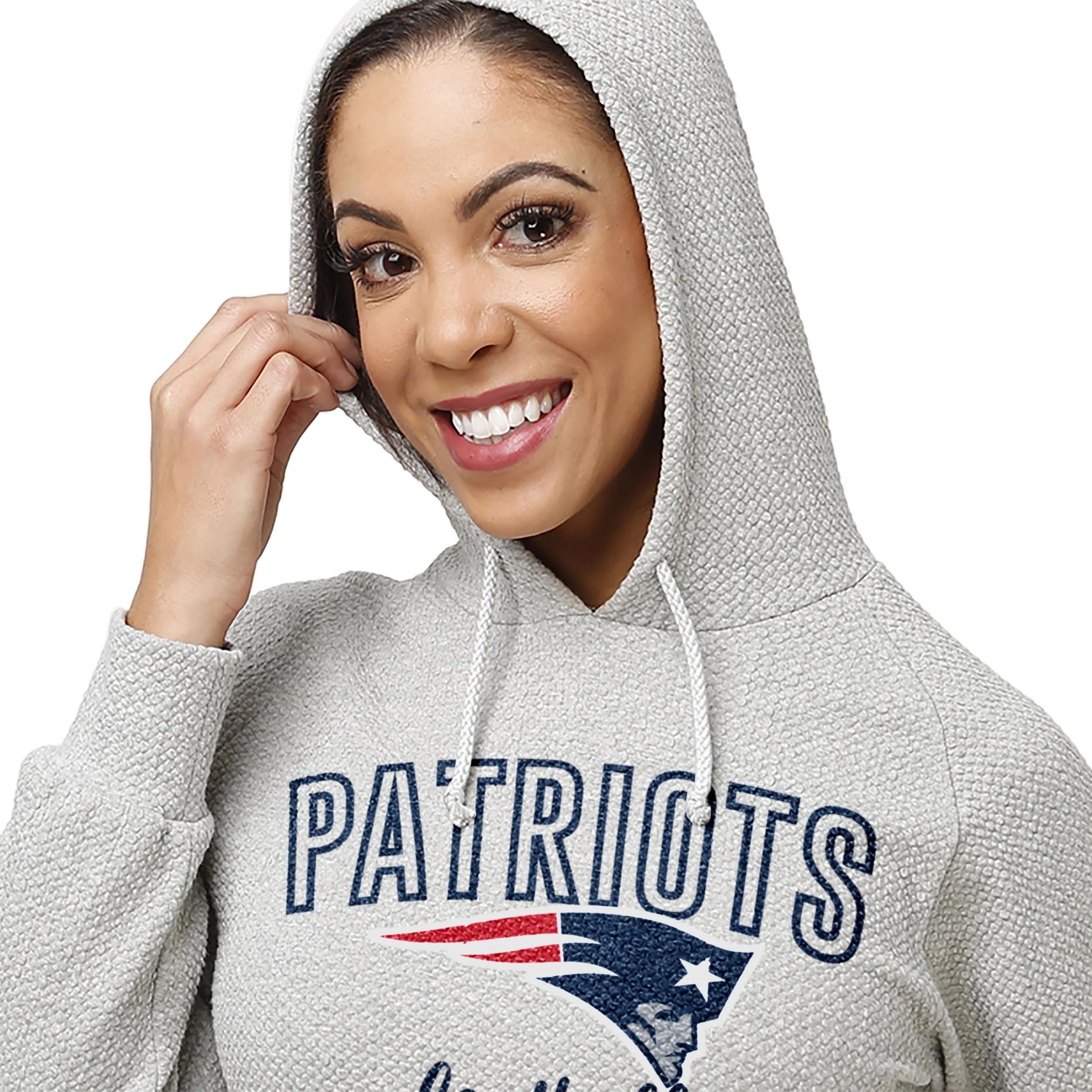 New England Patriots NFL Womens Gray Woven Hoodie - Image 5