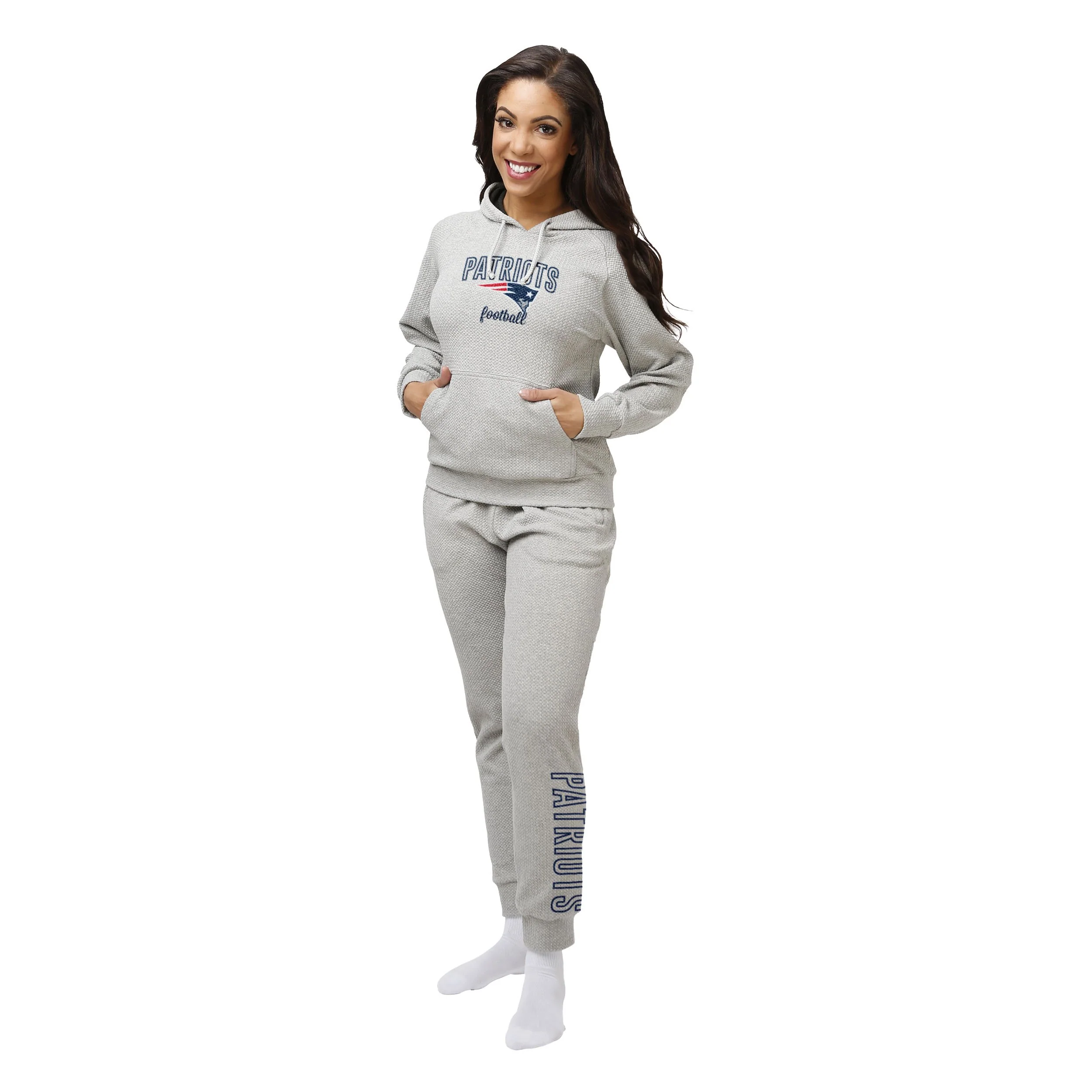 New England Patriots NFL Womens Gray Woven Joggers - Image 2