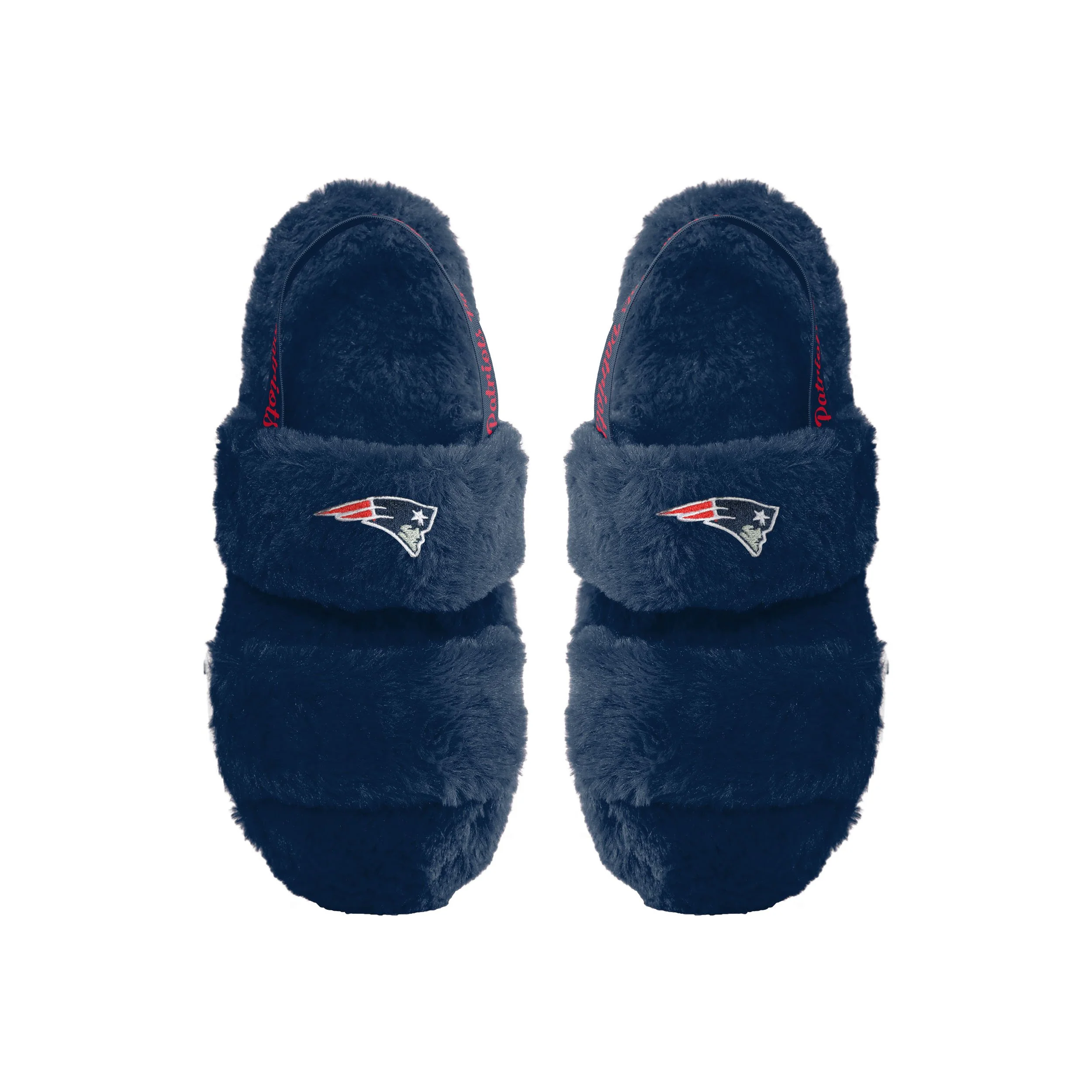 New England Patriots NFL Womens Heel Strap Wordmark Fur Slide - Image 2