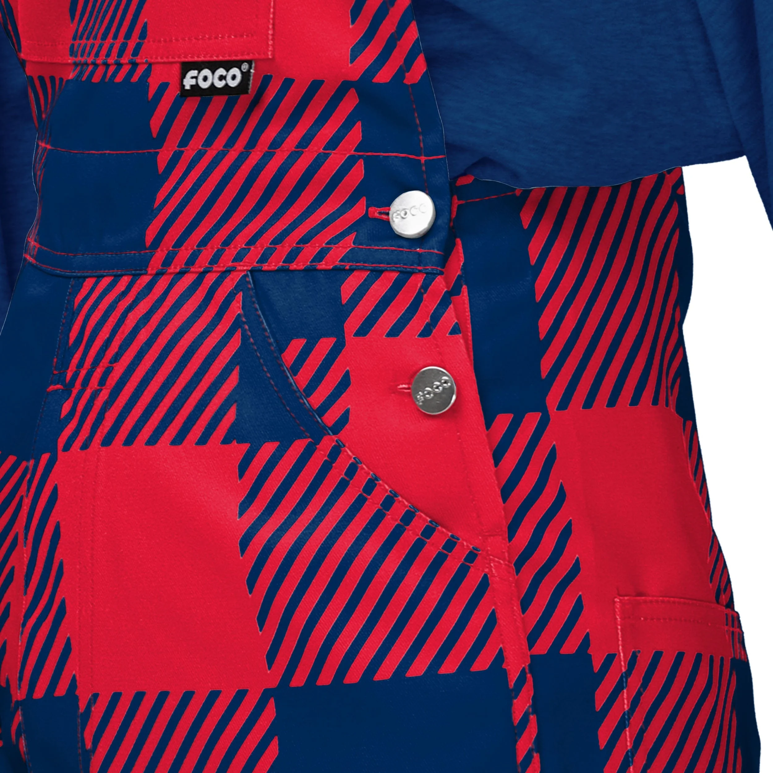New England Patriots NFL Womens Plaid Bib Overalls - Image 5