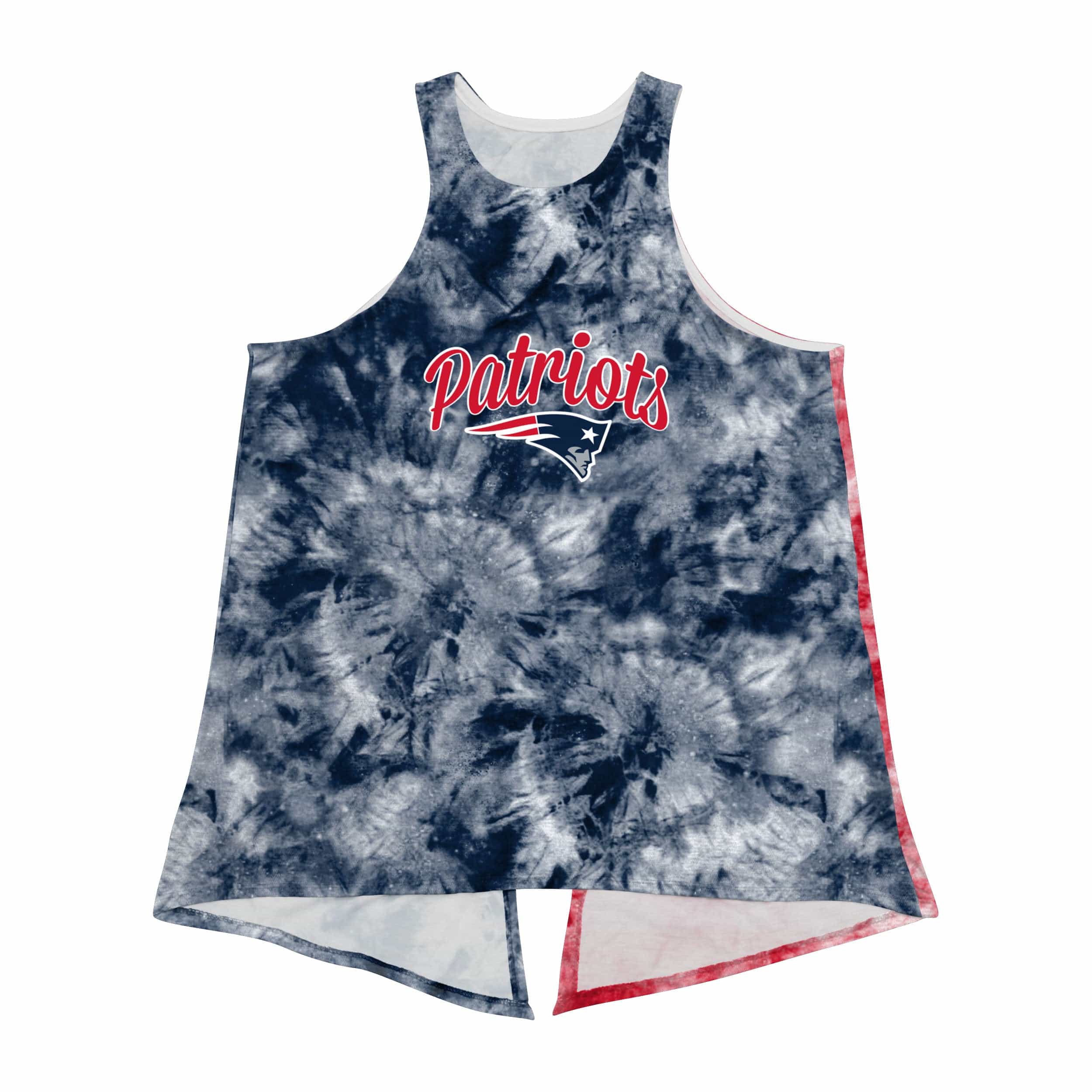 New England Patriots NFL Womens Script Wordmark Tie-Dye Tie-Breaker Sleeveless Top - Image 3