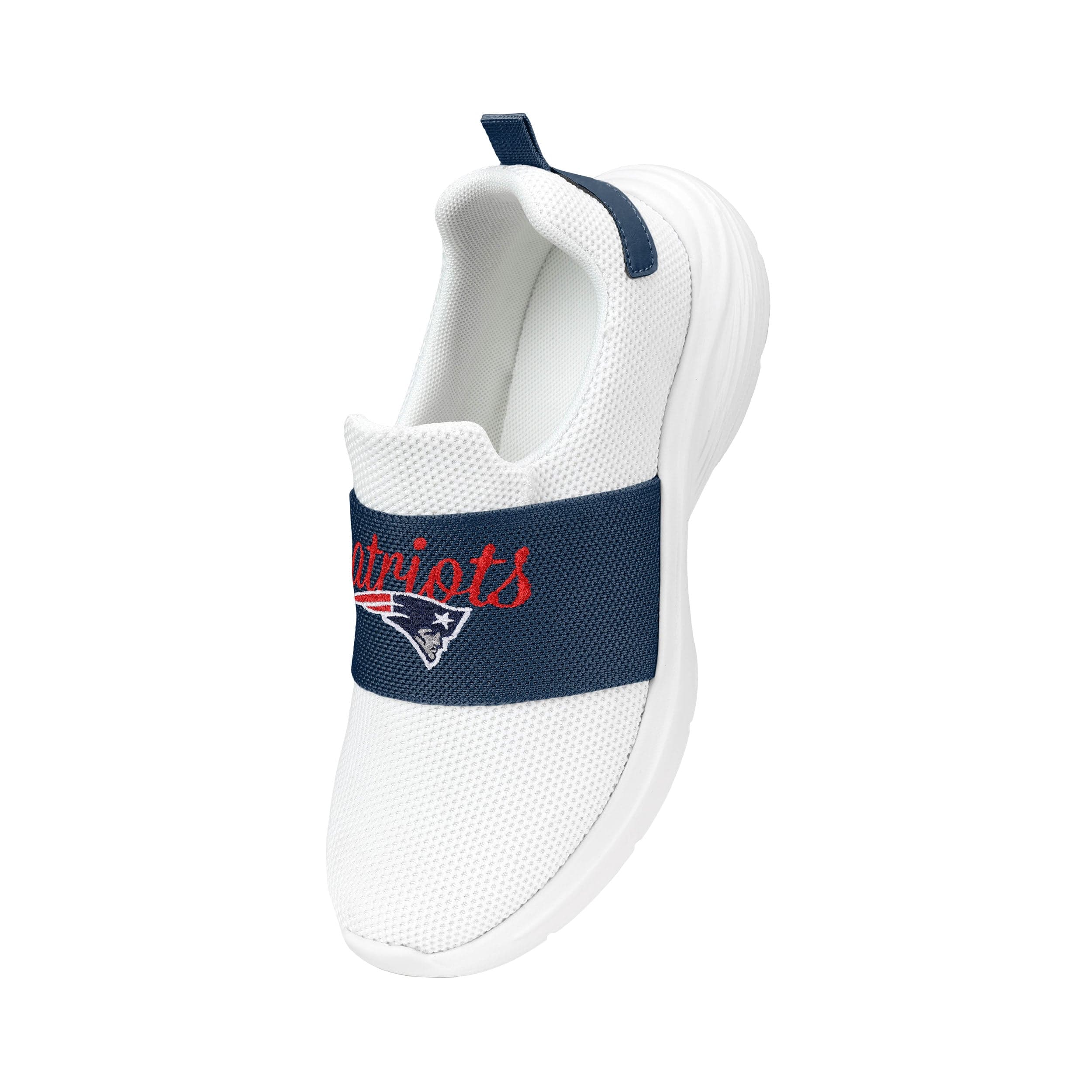New England Patriots NFL Womens Script Wordmark White Slip On Sneakers - Image 2
