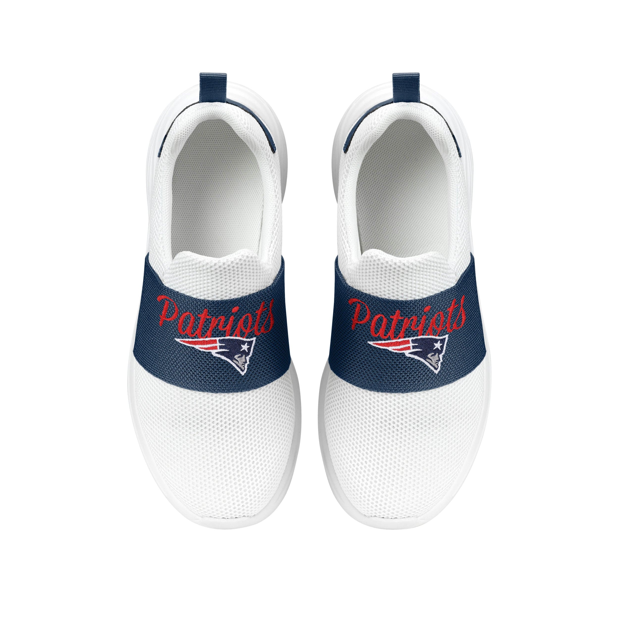New England Patriots NFL Womens Script Wordmark White Slip On Sneakers - Image 4