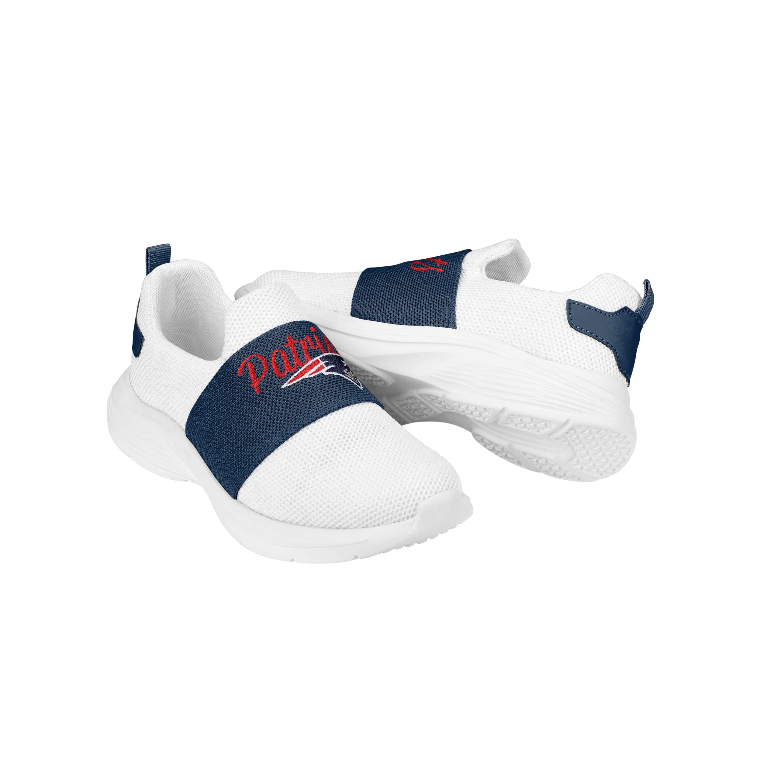 New England Patriots NFL Womens Script Wordmark White Slip On Sneakers - Image 5