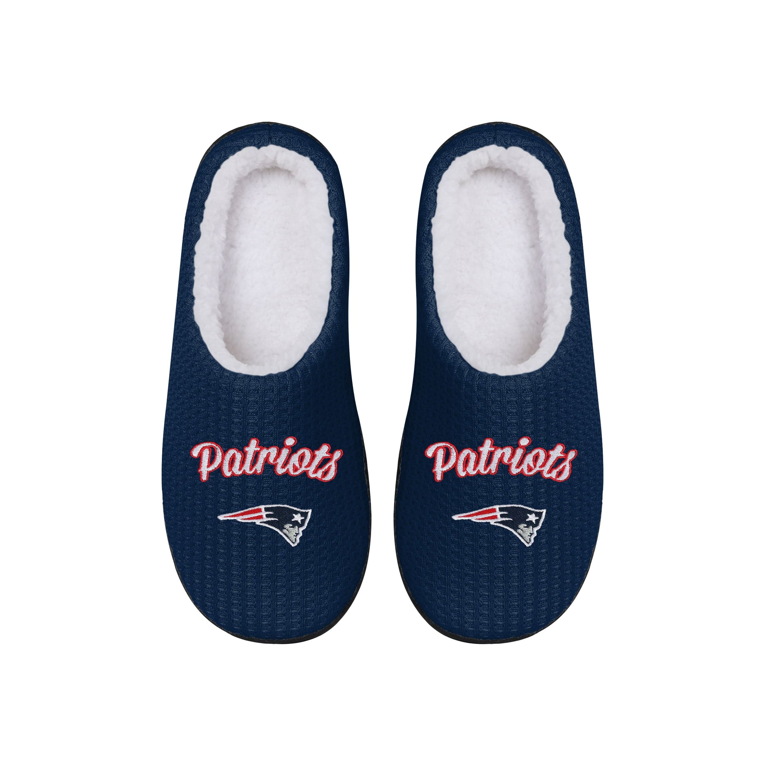 New England Patriots NFL Womens Sherpa Lined Memory Foam Slippers - Image 3