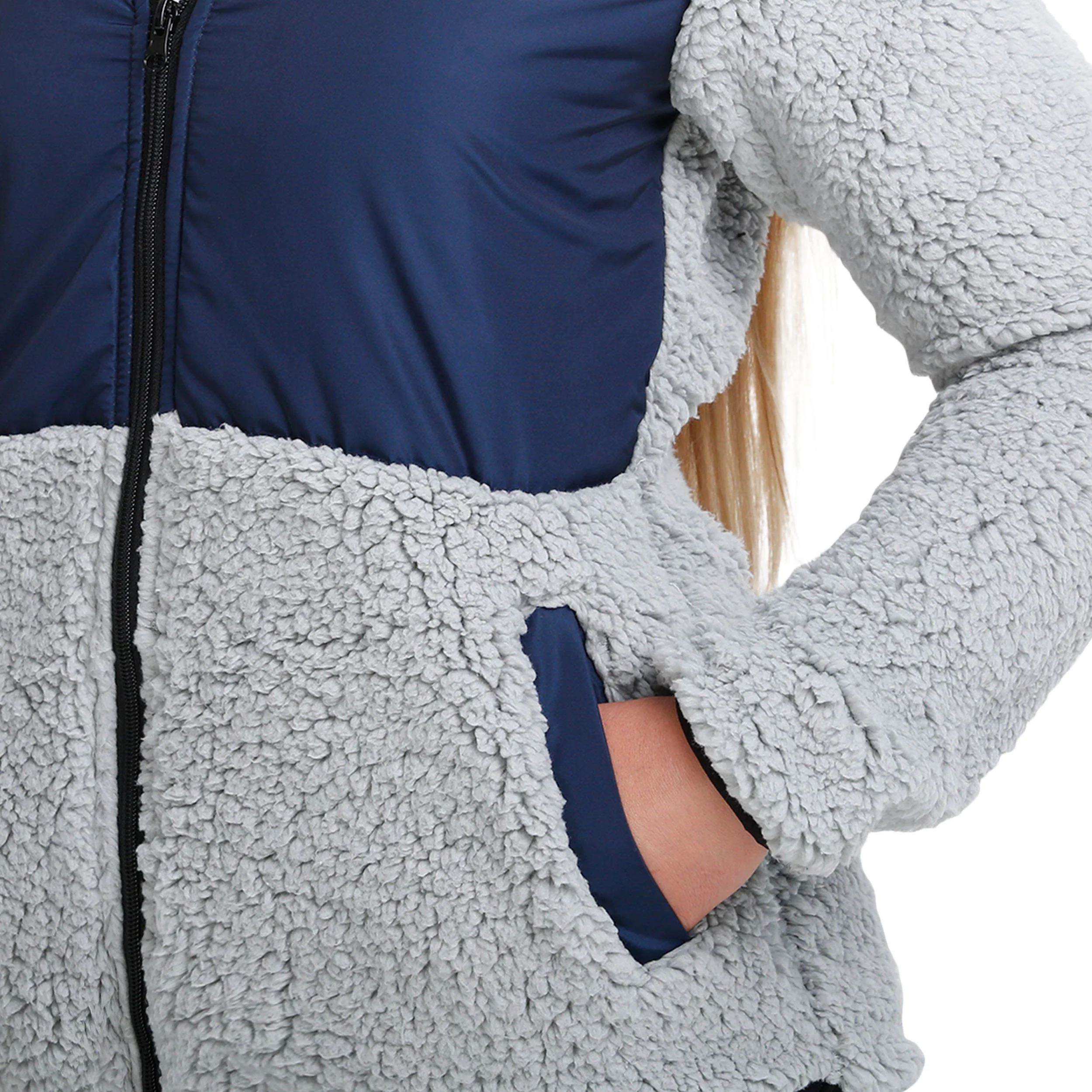 New England Patriots NFL Womens Sherpa Soft Zip Up Jacket - Image 4