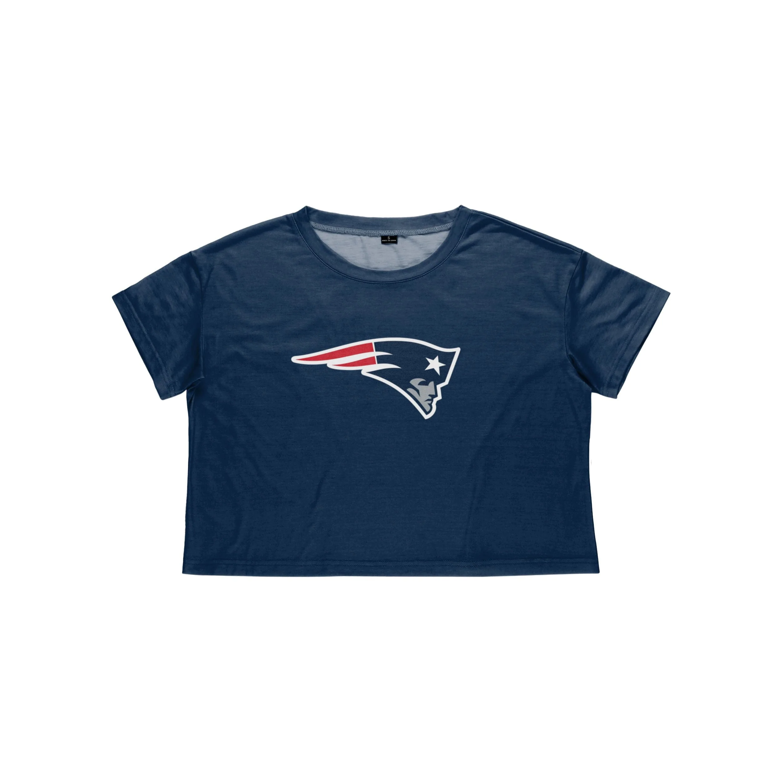New England Patriots NFL Womens Solid Big Logo Crop Top - Image 3