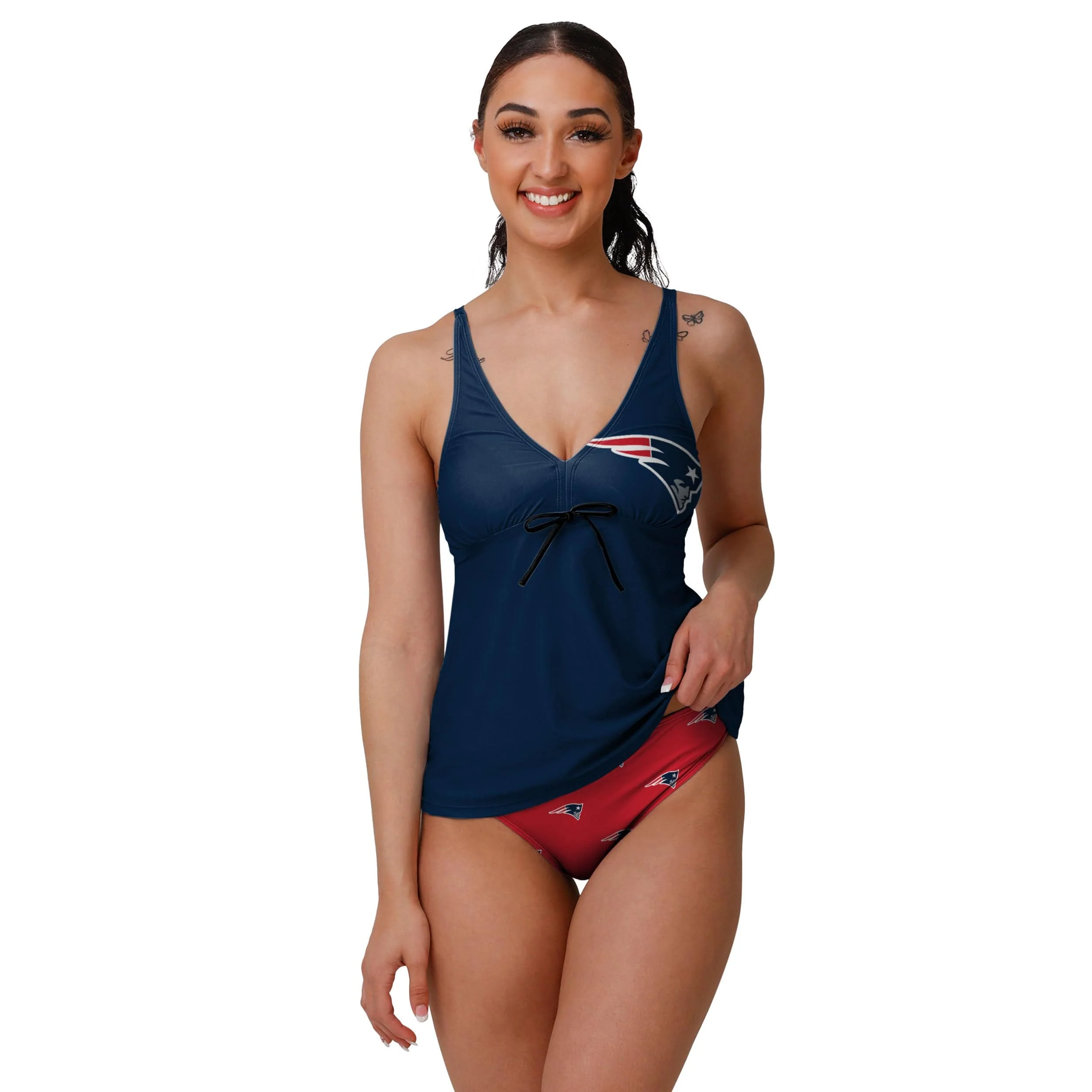 New England Patriots NFL Womens Summertime Solid Tankini - Image 5