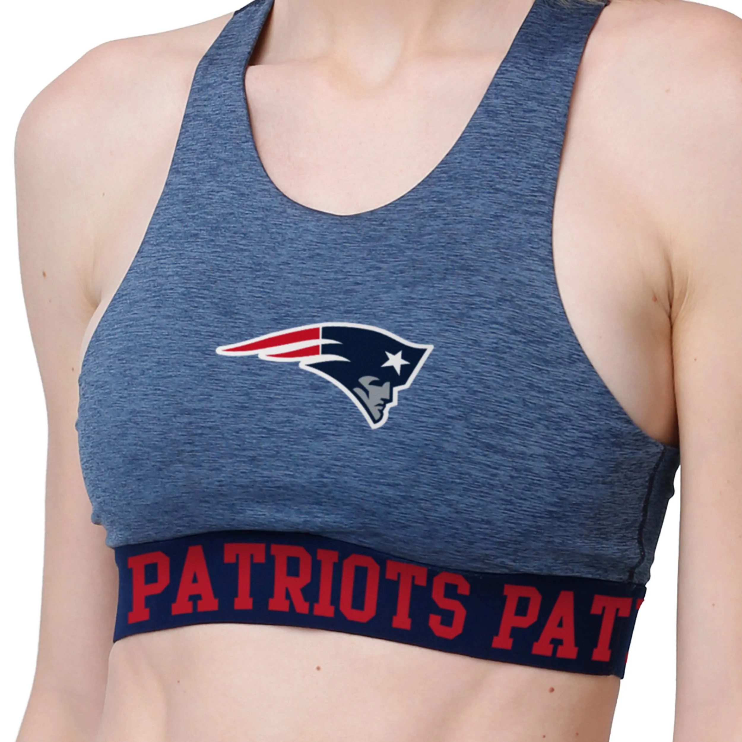 New England Patriots NFL Womens Team Color Static Sports Bra - Image 5