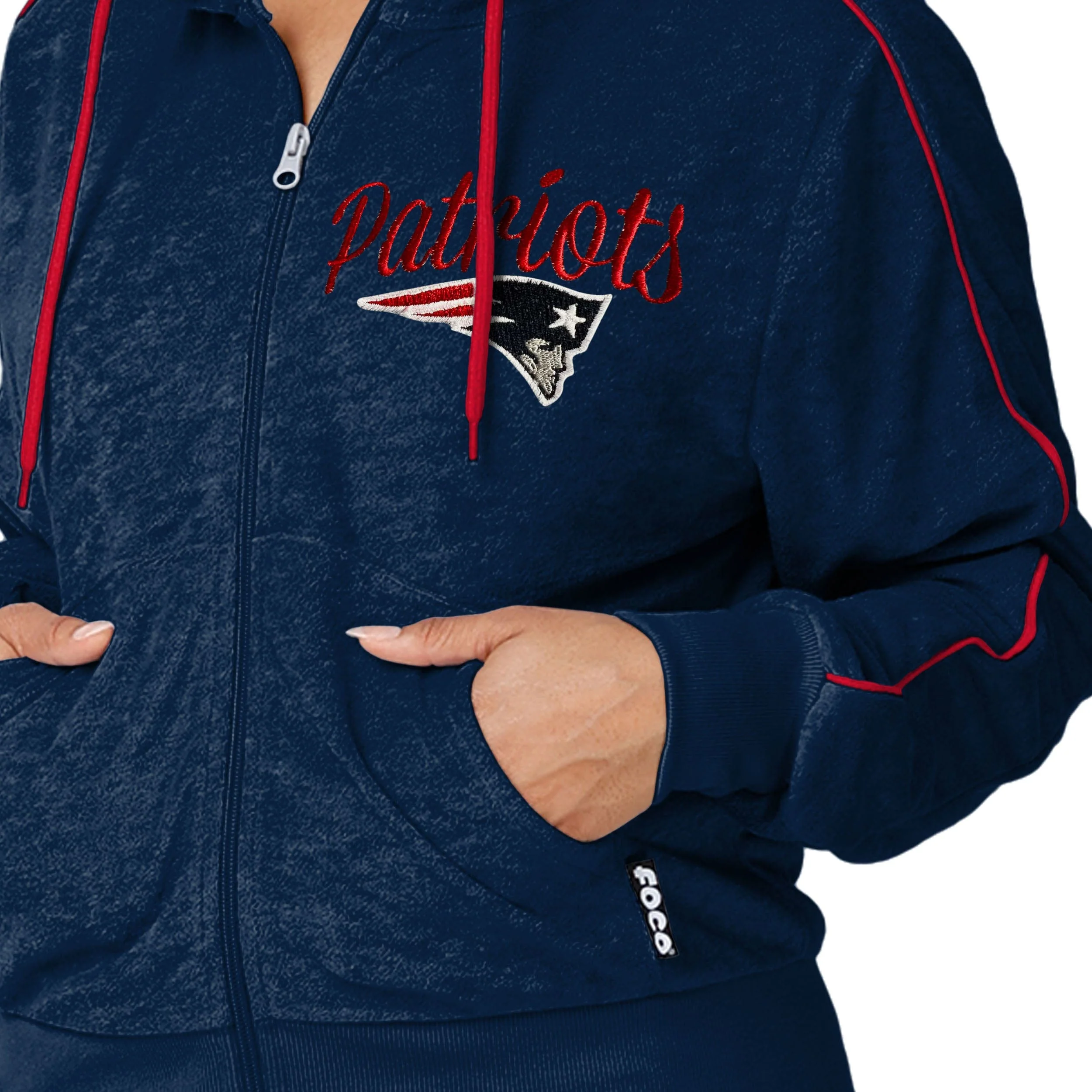 New England Patriots NFL Womens Terry Knit Zip Up Top - Image 4