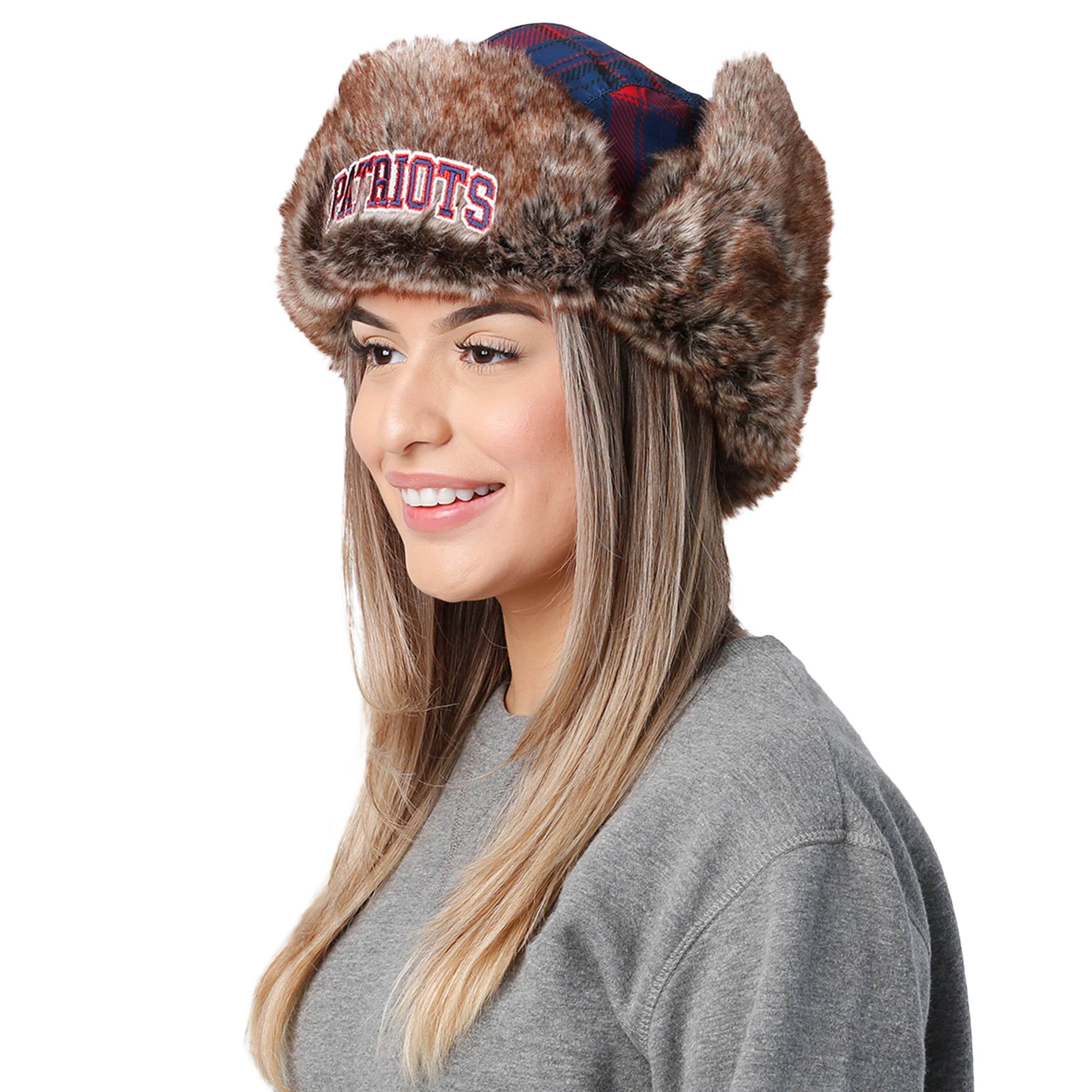 New England Patriots NFL Wordmark Flannel Trapper Hat - Image 5