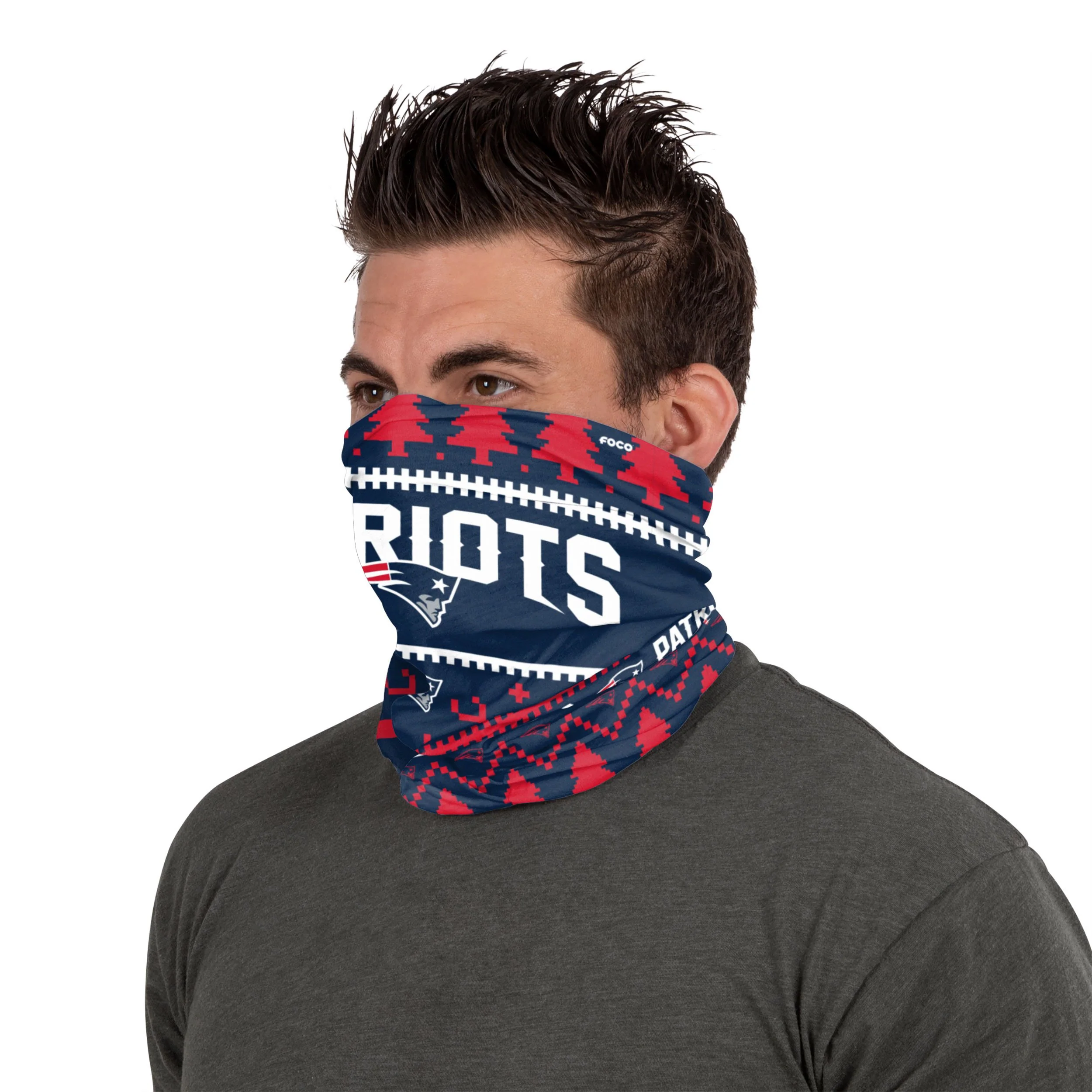 New England Patriots NFL Wordmark Holiday Gaiter Scarf - Image 3
