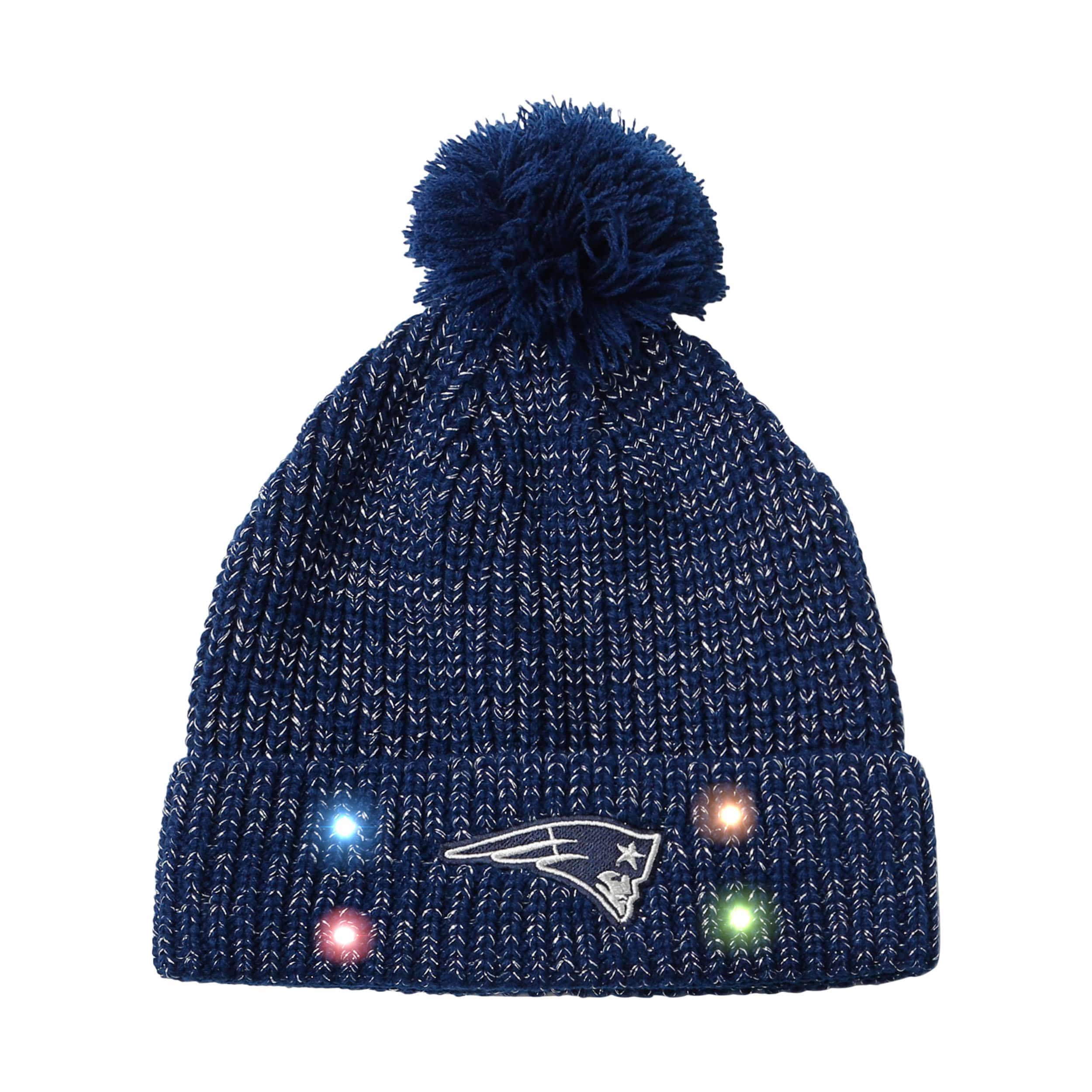 New England Patriots Womens NFL Glitter Knit Light Up Beanie - Image 2