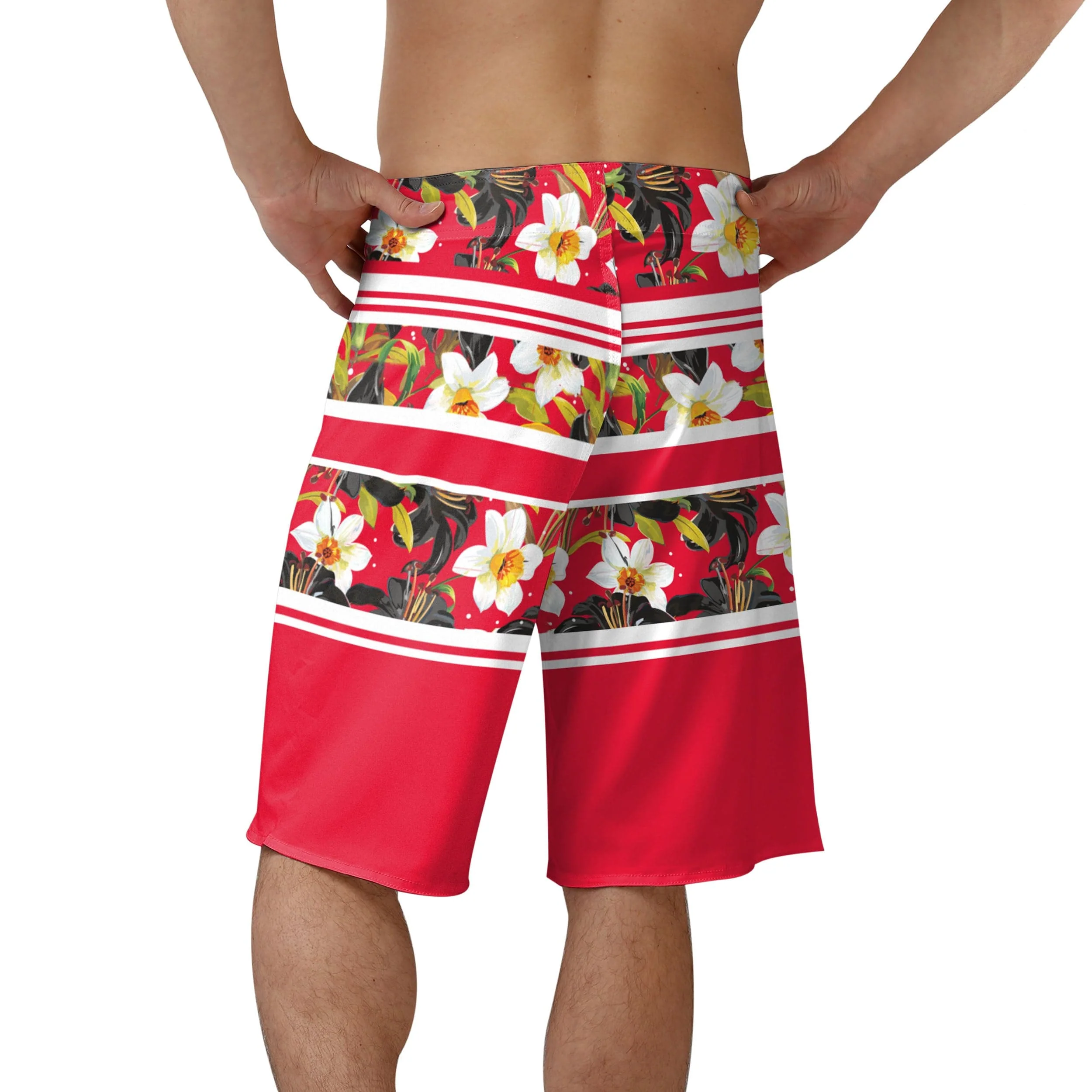 New Jersey Devils Mens NHL Floral Stripe Boardshorts - Image 3