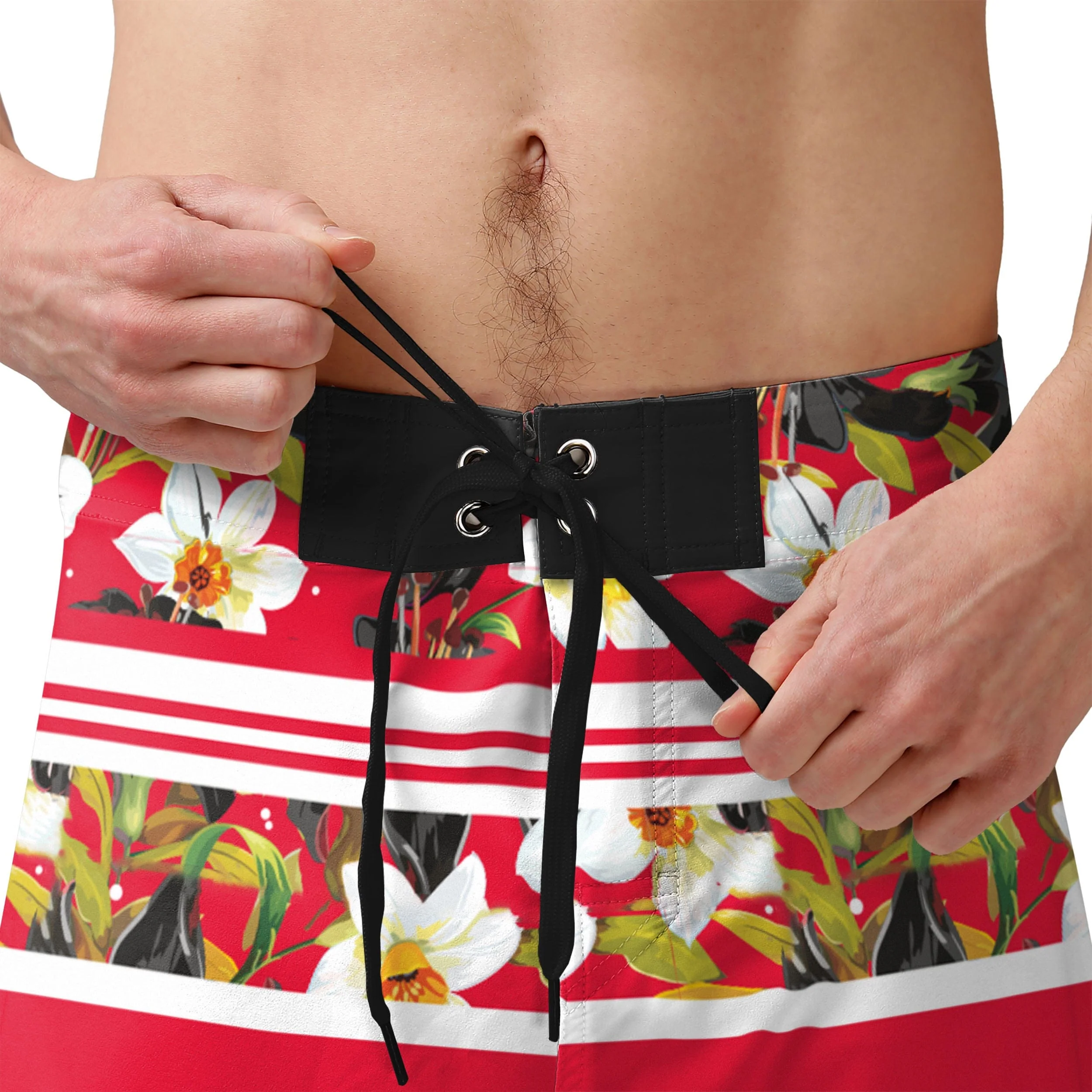 New Jersey Devils Mens NHL Floral Stripe Boardshorts - Image 4