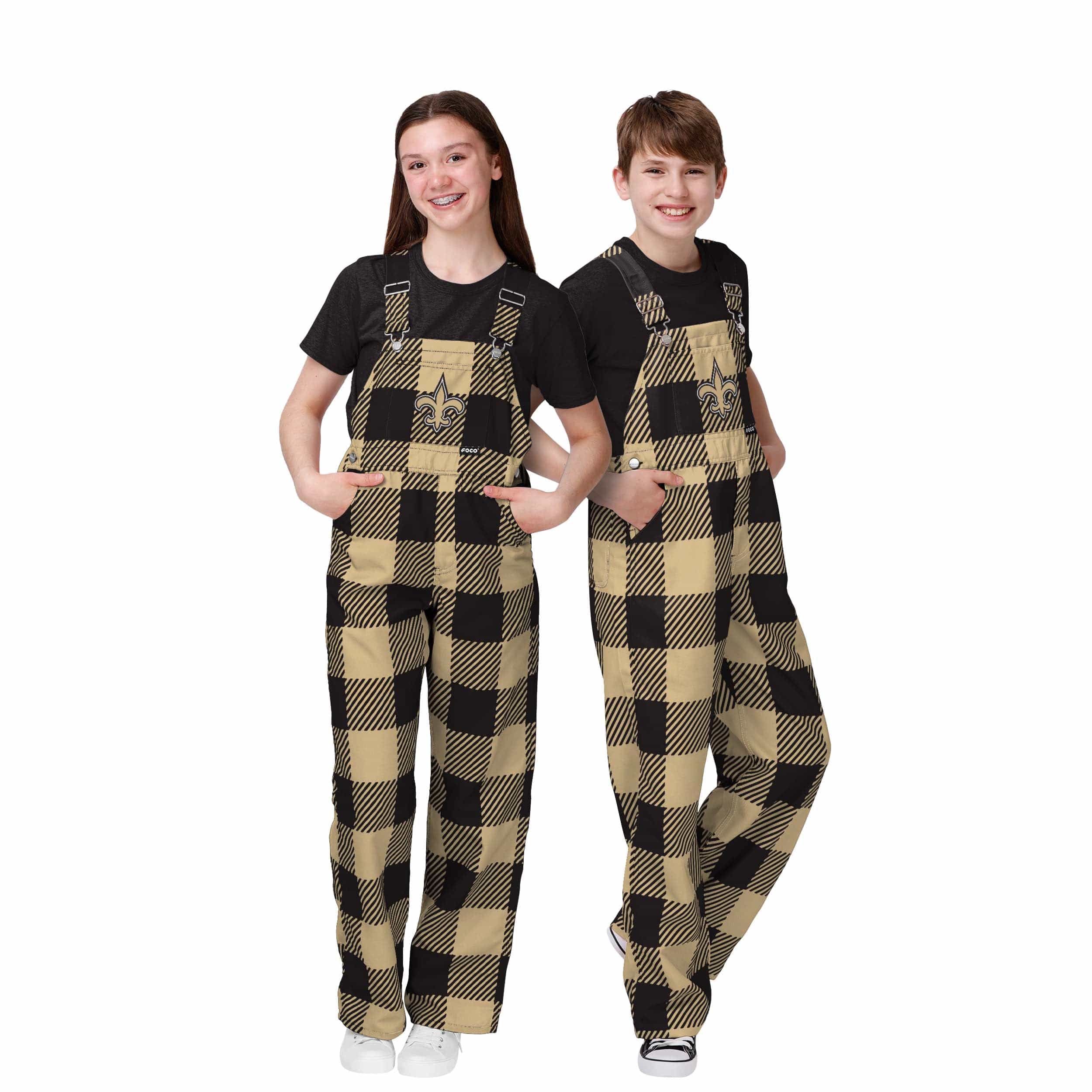 New Orleans Saints NFL Youth Plaid Bib Overalls