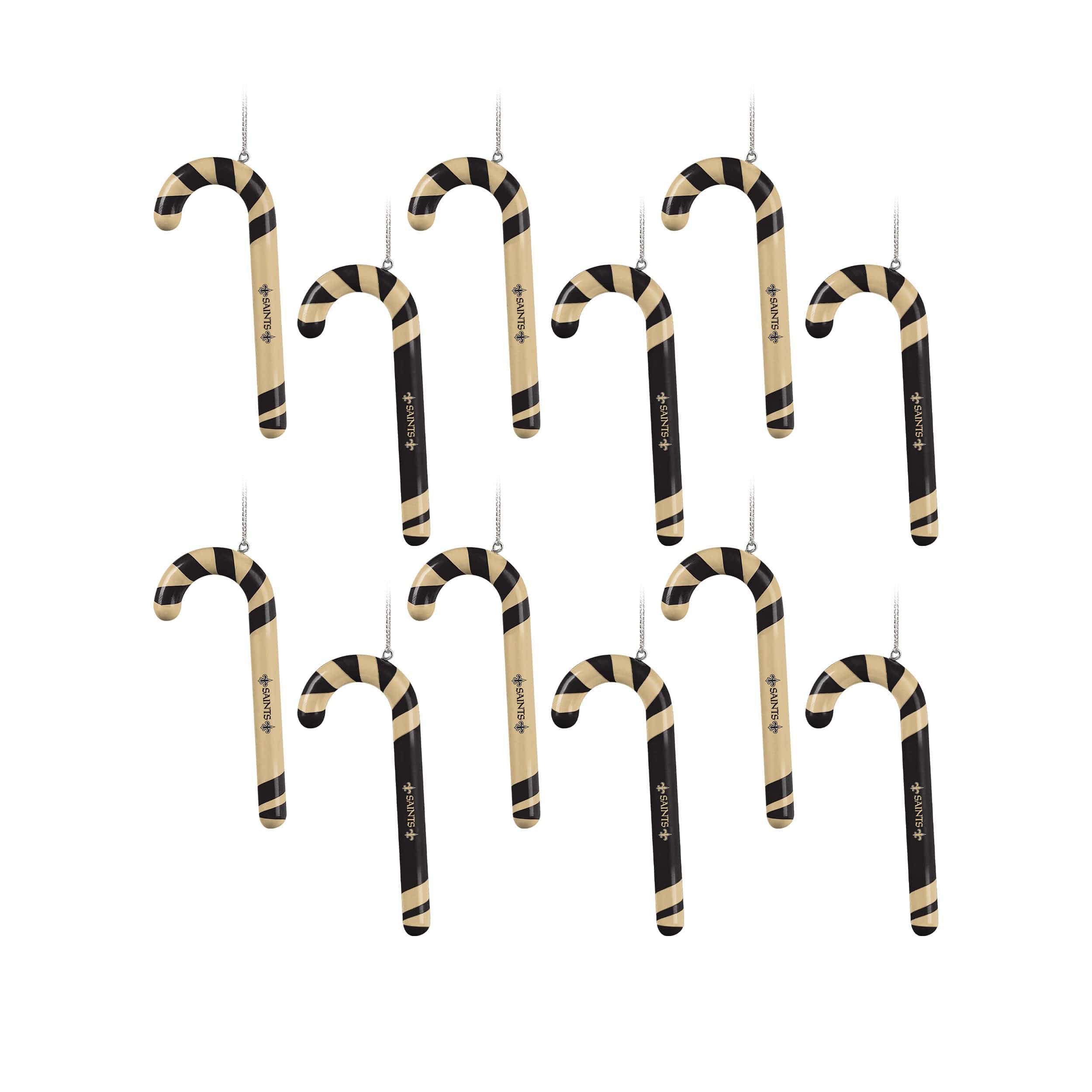 New Orleans Saints NFL 12 Pack Candy Cane Ornament Set