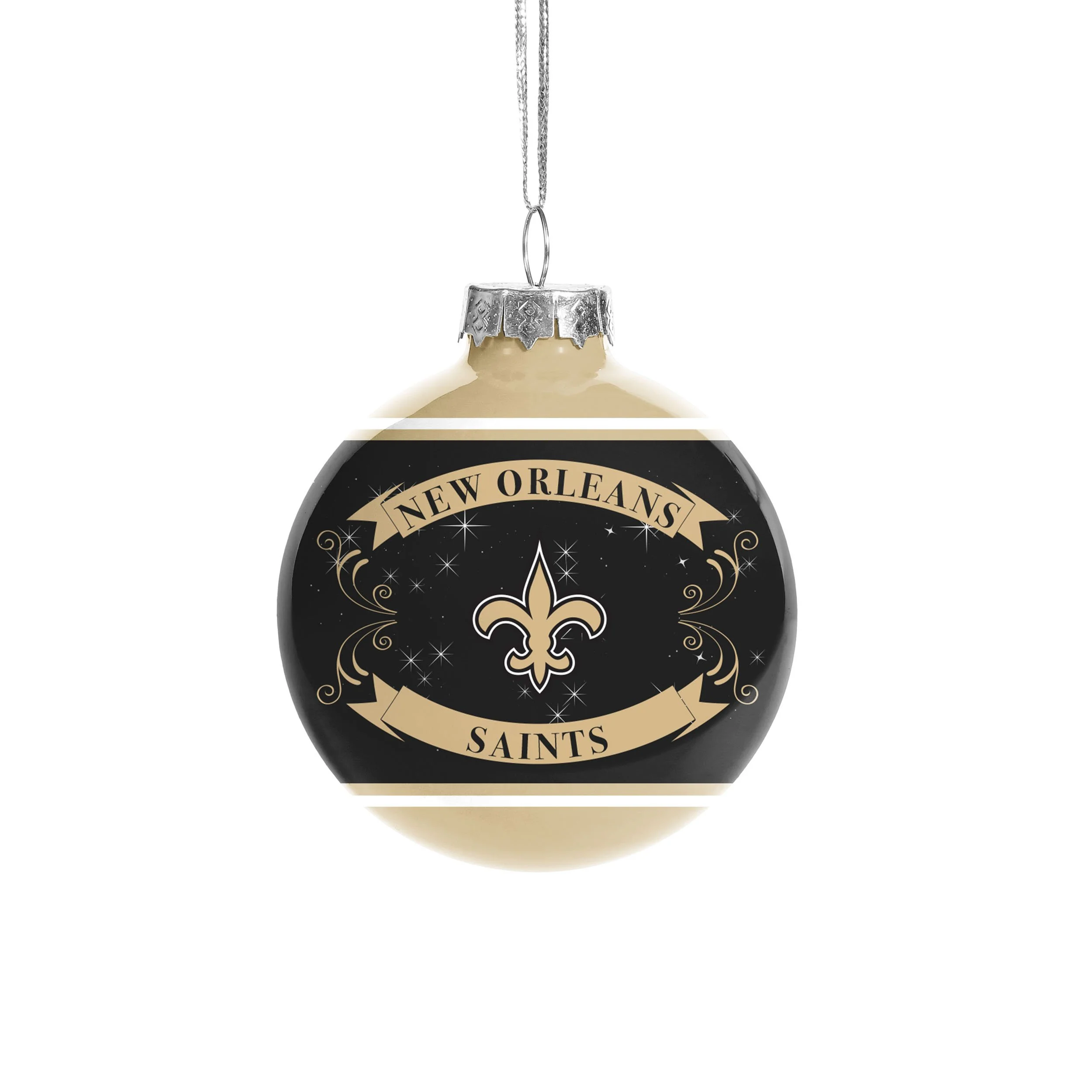 New Orleans Saints NFL 2 Pack Glass Ball Ornament Set - Image 3