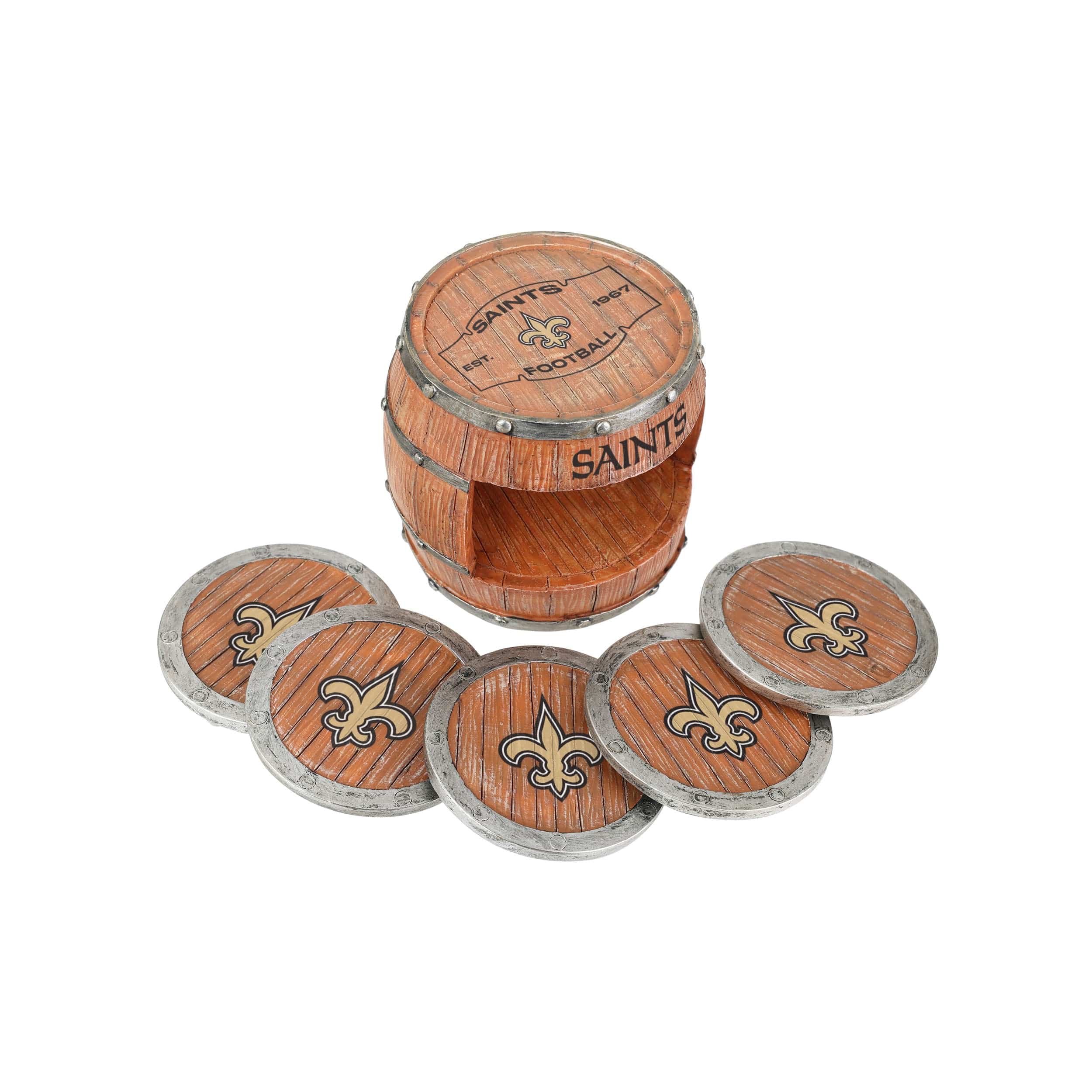 New Orleans Saints NFL 5 Pack Barrel Coaster Set - Image 5