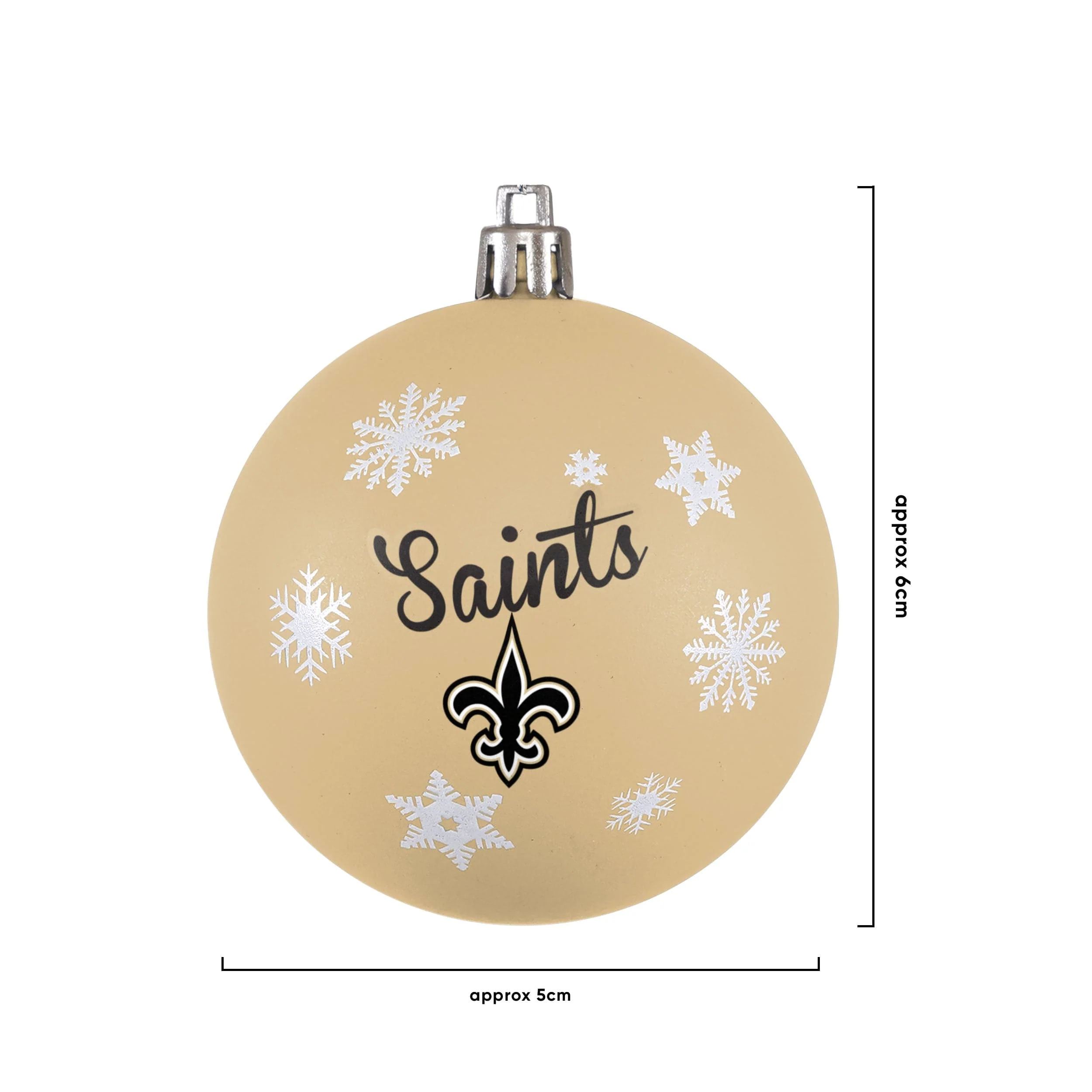 New Orleans Saints NFL 5 Pack Shatterproof Ball Ornament Set - Image 3