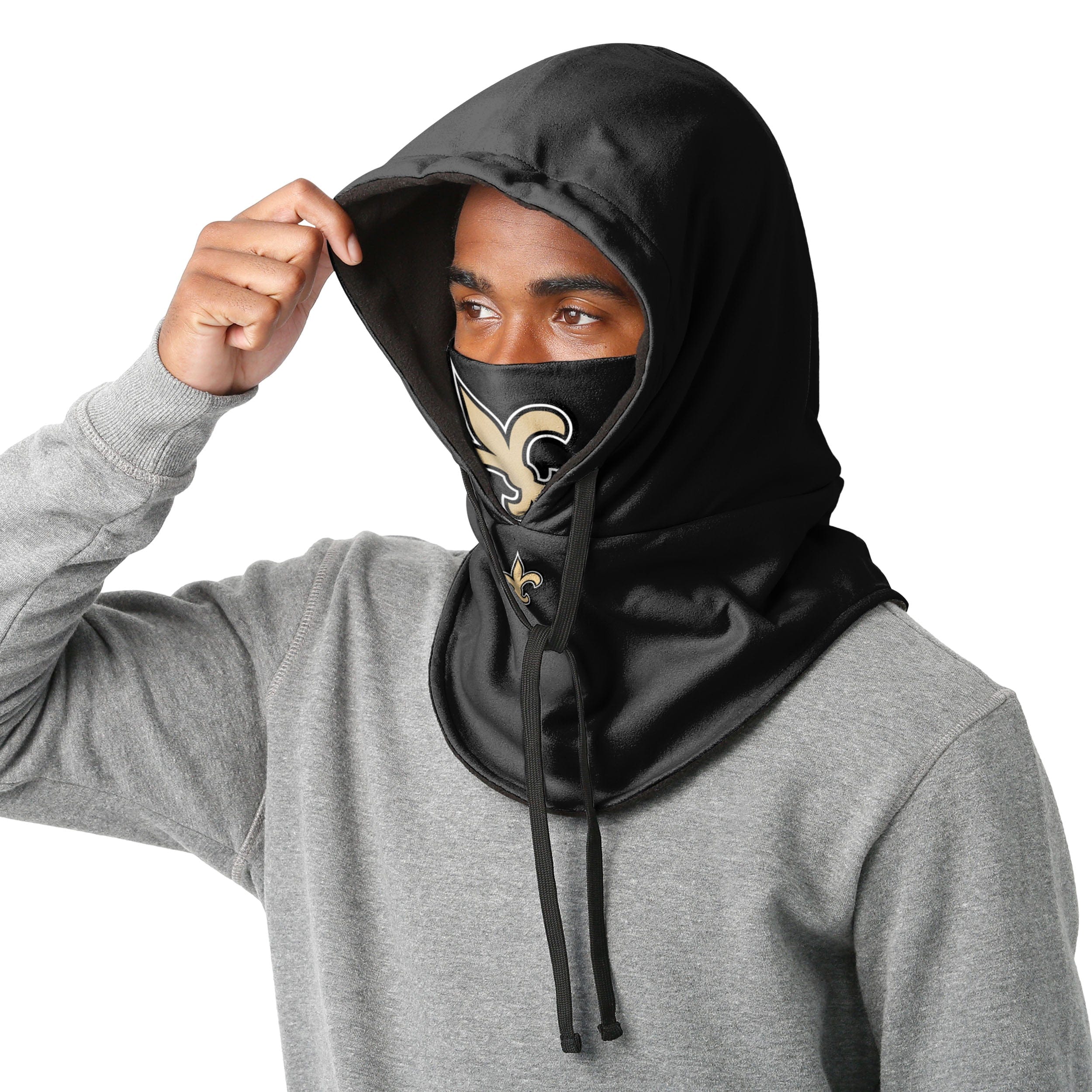 New Orleans Saints NFL Black Drawstring Hooded Gaiter - Image 3