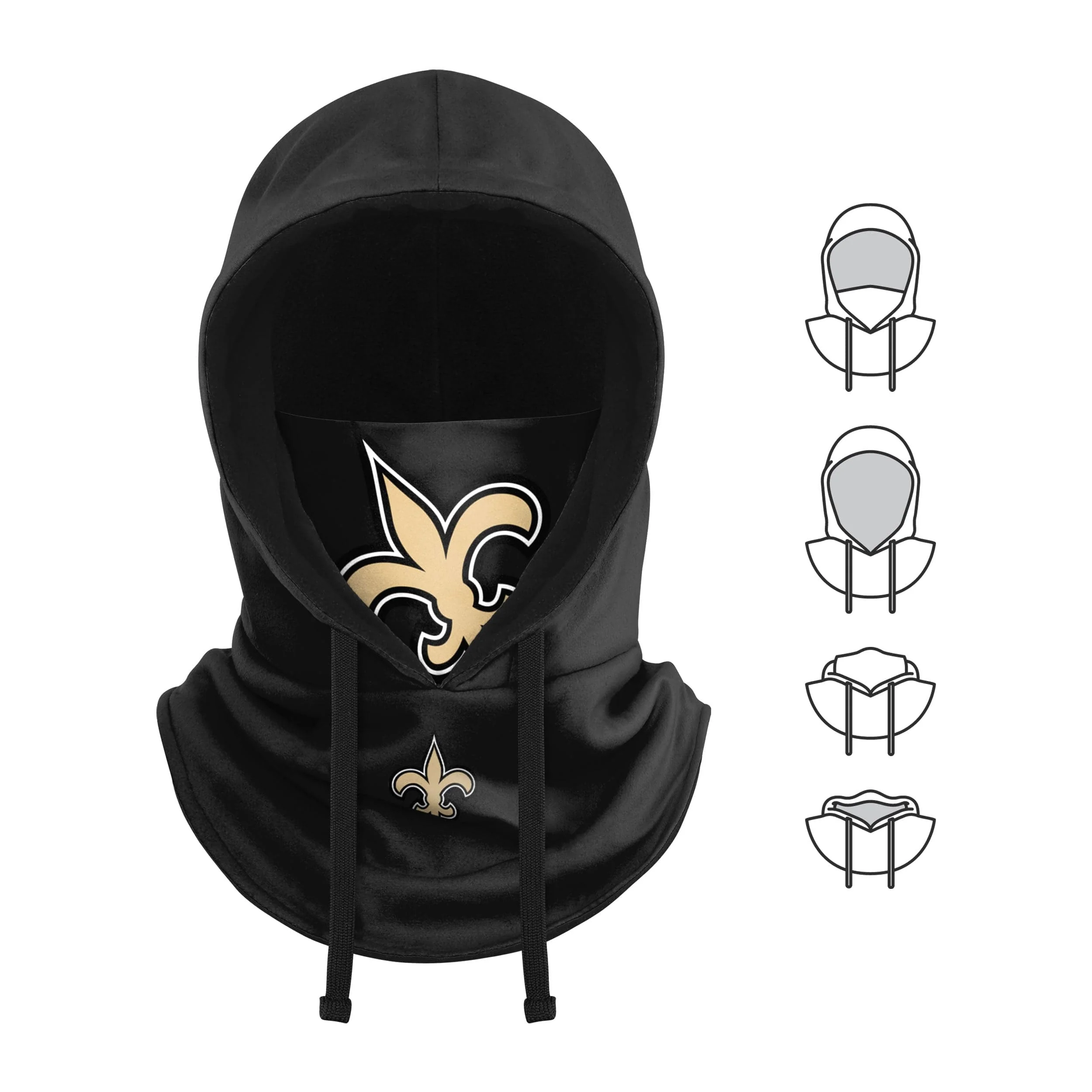 New Orleans Saints NFL Black Drawstring Hooded Gaiter - Image 5