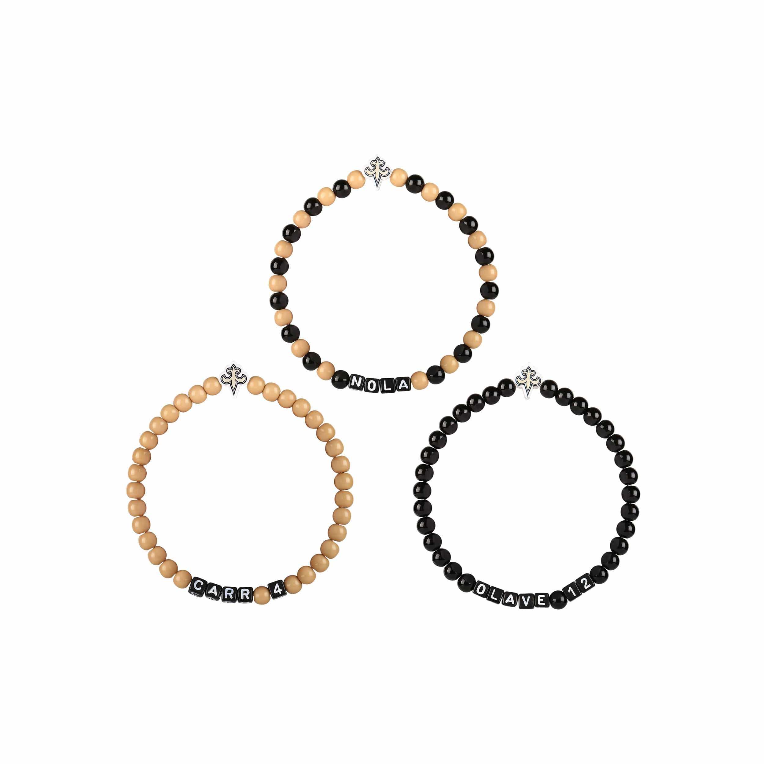 New Orleans Saints NFL Chris Olave & Derek Carr 3 Pack Player Beaded Friendship Bracelet - Image 3