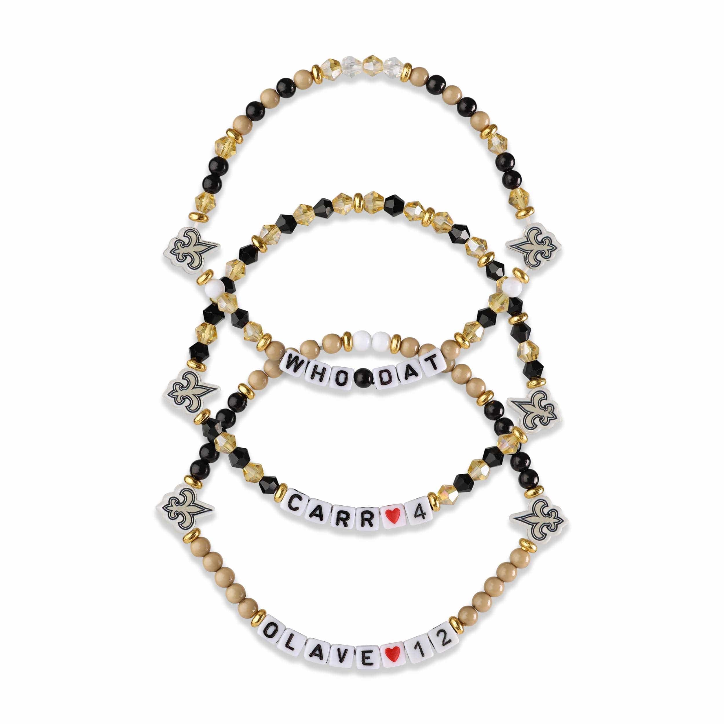 New Orleans Saints NFL Chris Olave & Derek Carr 3 Pack Player Friendship Bracelet