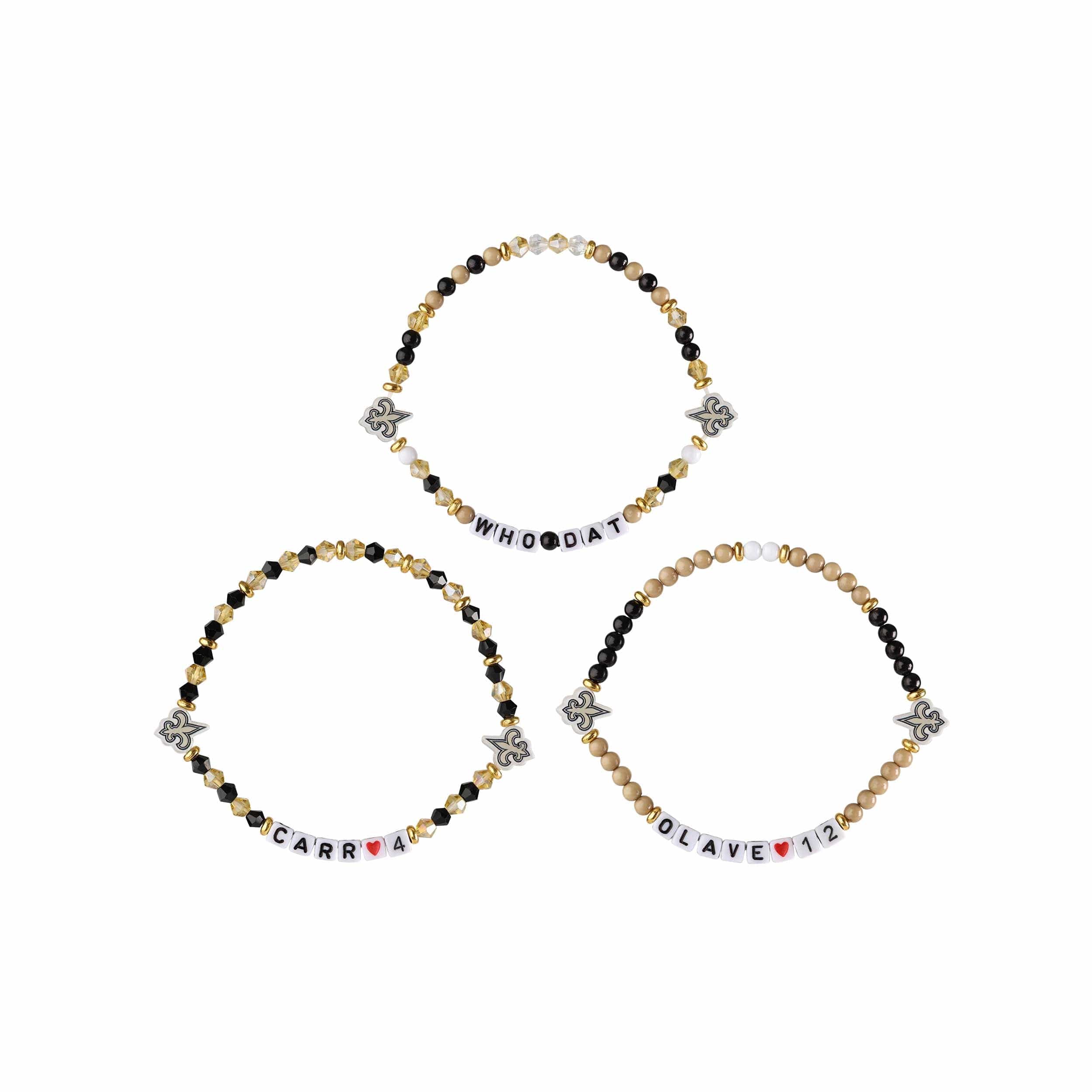 New Orleans Saints NFL Chris Olave & Derek Carr 3 Pack Player Friendship Bracelet - Image 3