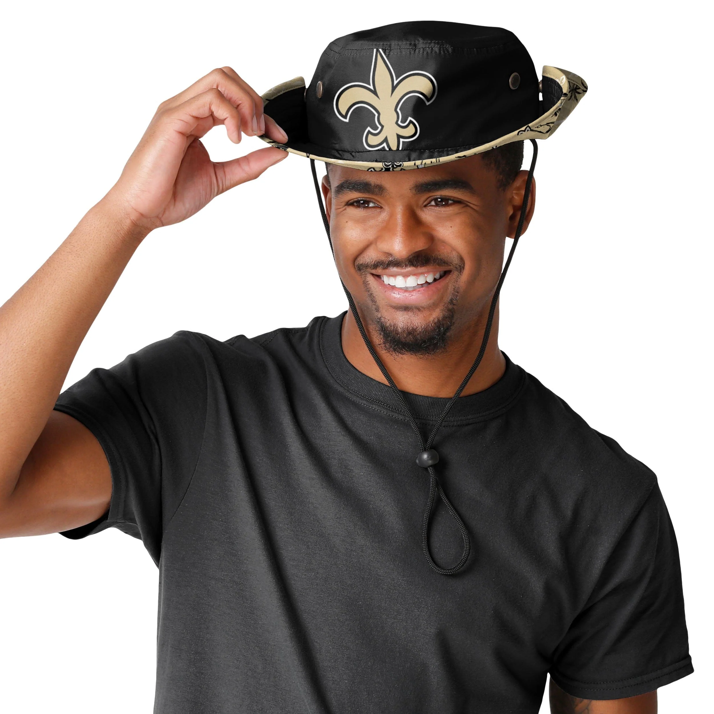 New Orleans Saints NFL Cropped Big Logo Hybrid Boonie Hat - Image 3