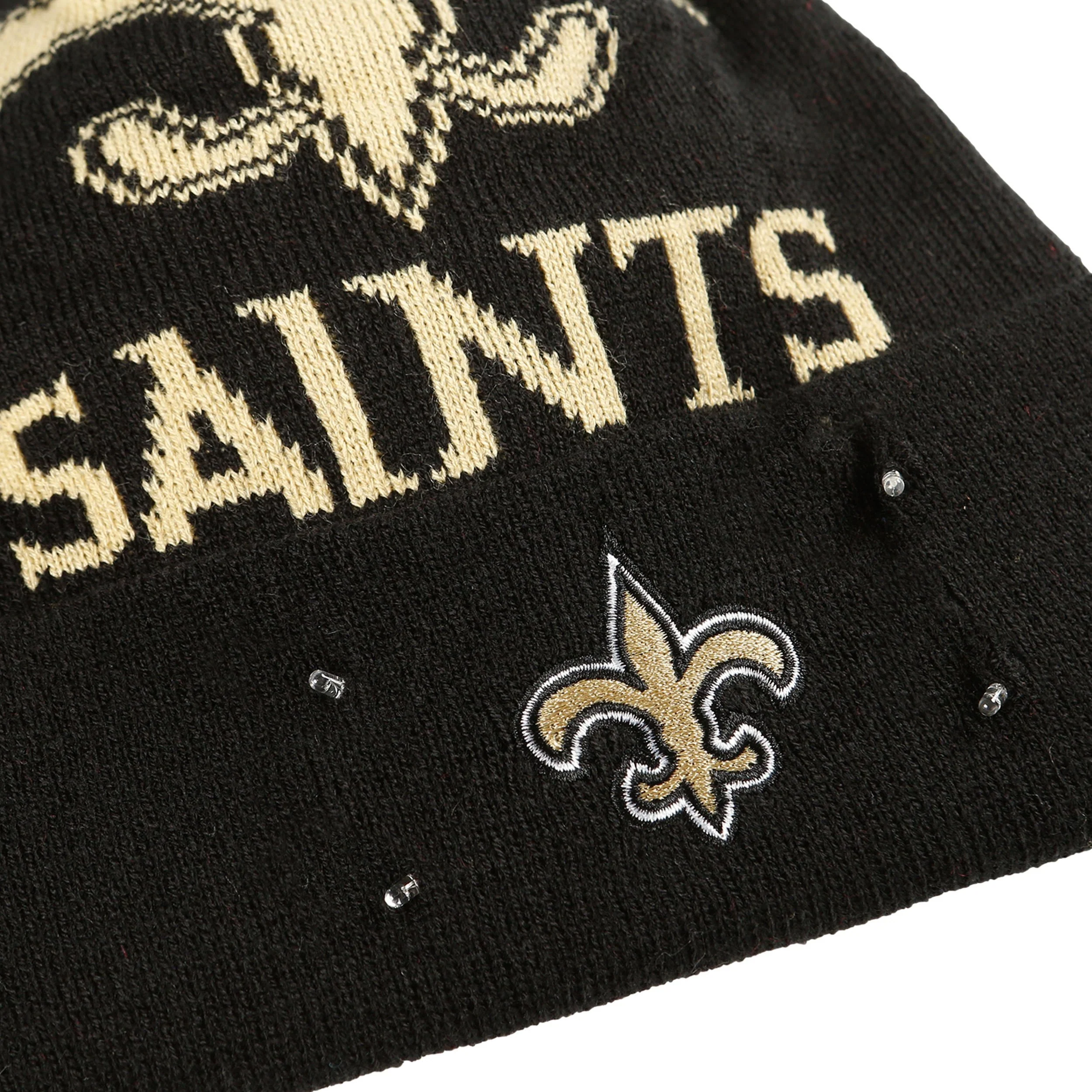 New Orleans Saints NFL Cropped Logo Light Up Knit Beanie - Image 3