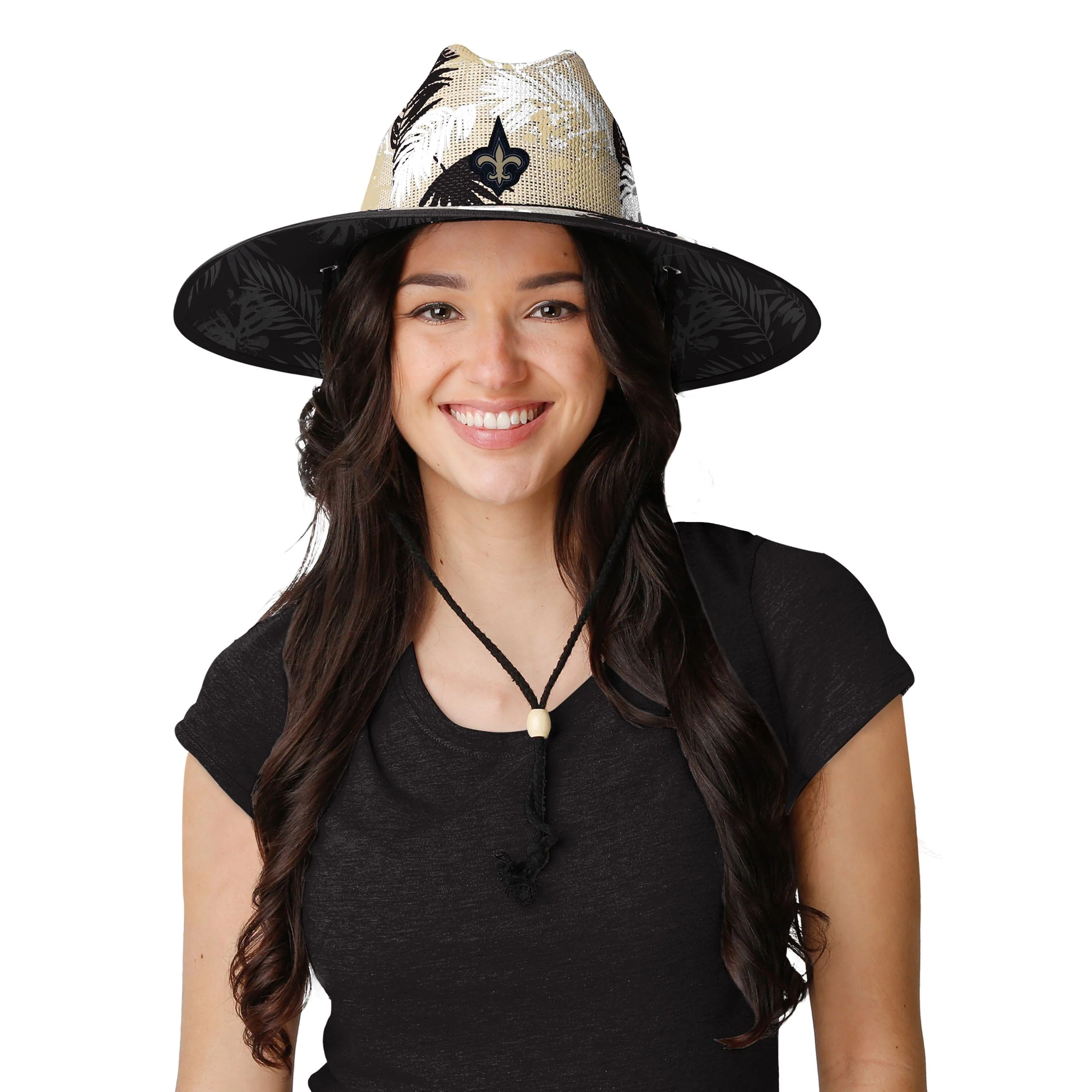 New Orleans Saints NFL Floral Printed Straw Hat - Image 2