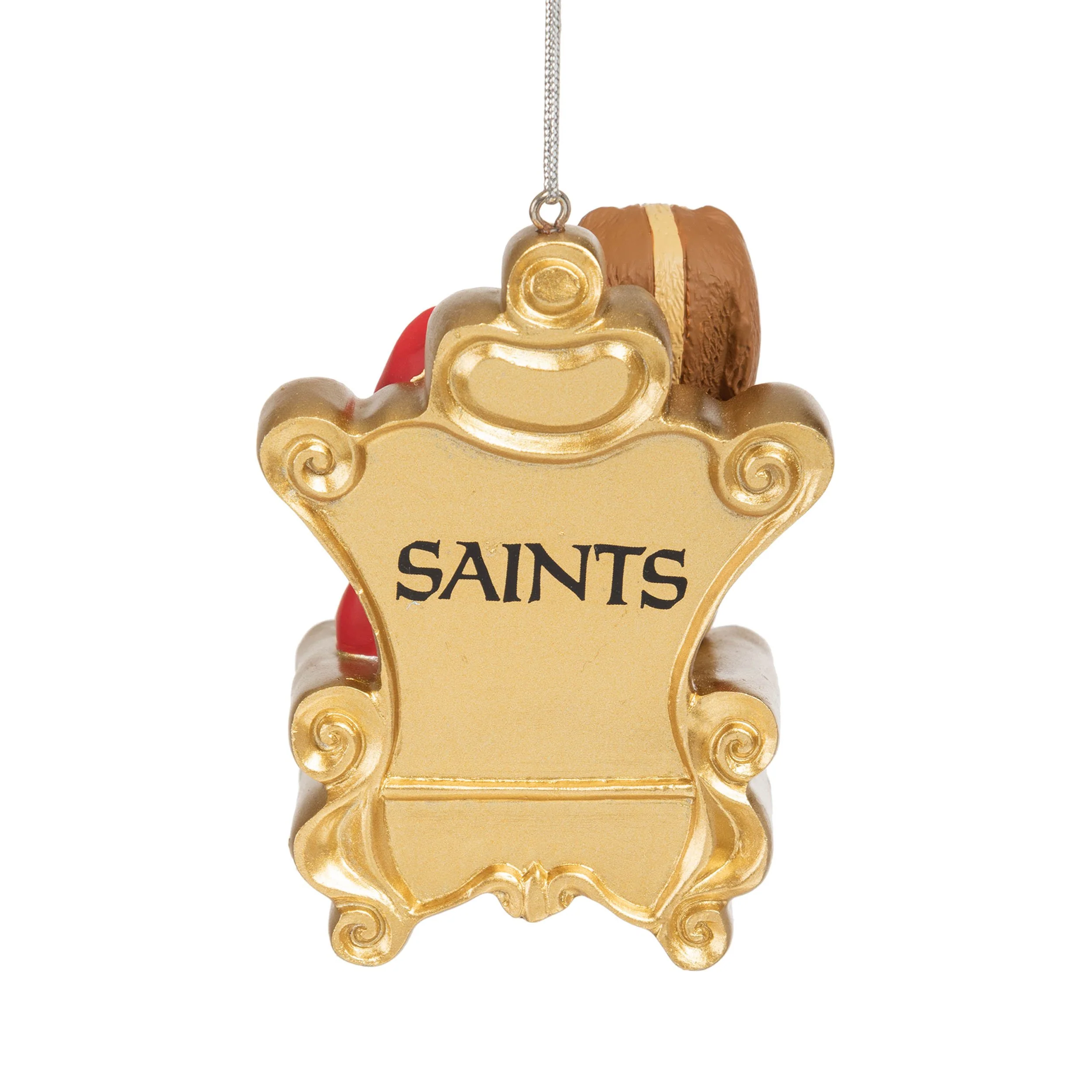 New Orleans Saints NFL Gumbo Mascot on Santas Lap Ornament - Image 3