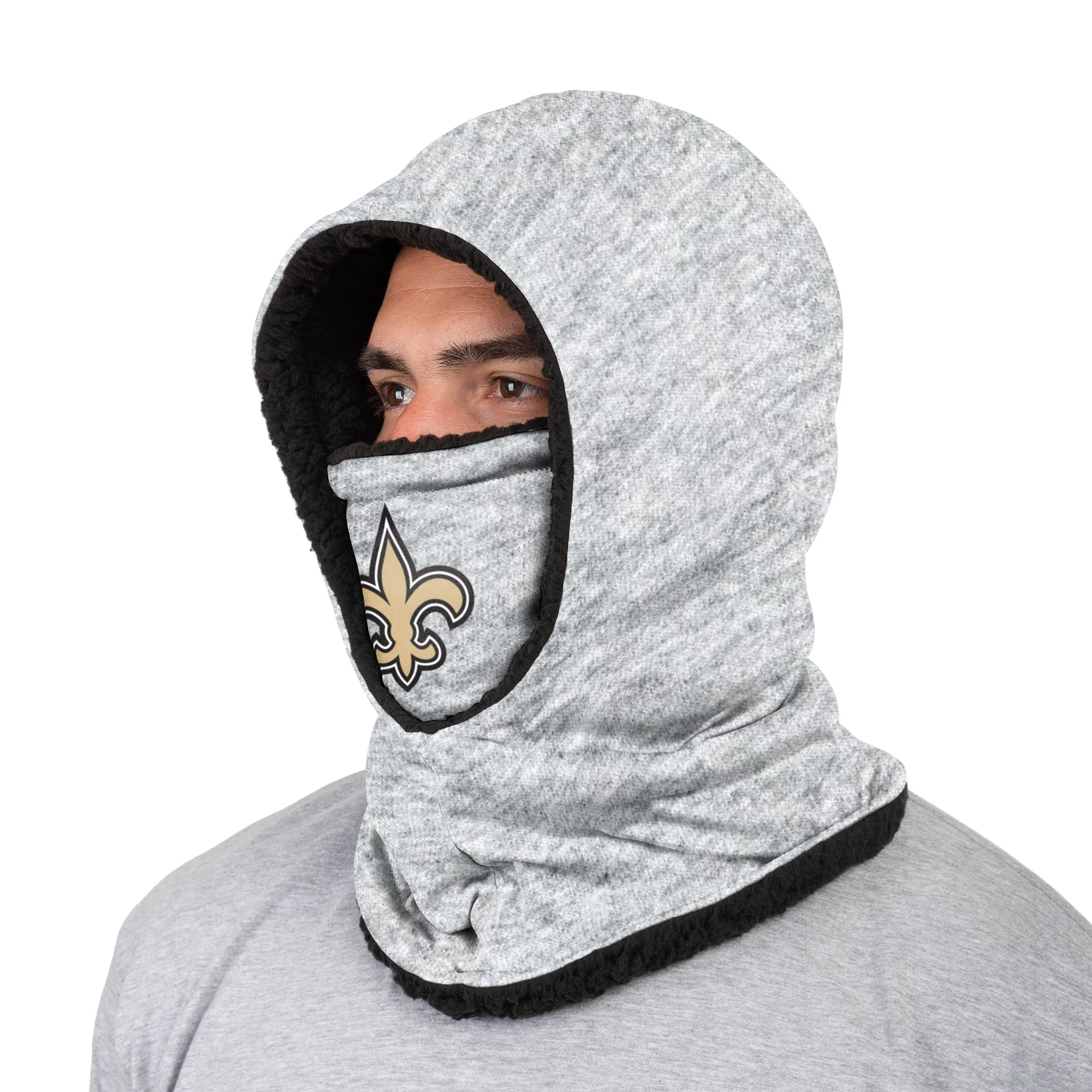 New Orleans Saints NFL Heather Grey Big Logo Hooded Gaiter - Image 2