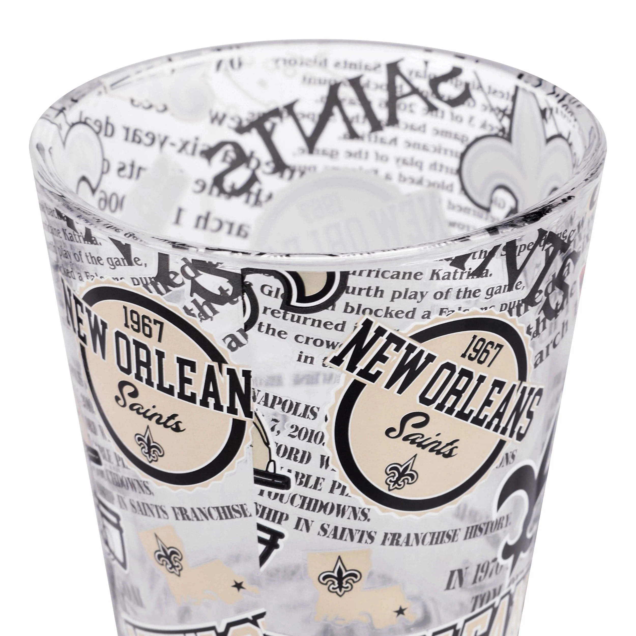 New Orleans Saints NFL Historic Print Pint Glass - Image 4