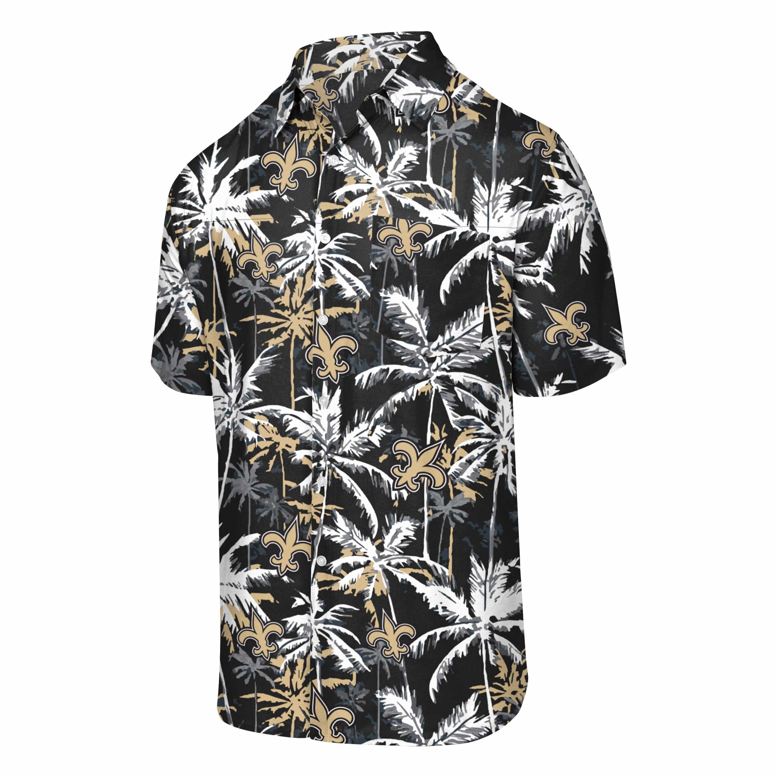 New Orleans Saints NFL Mens Black Floral Button Up Shirt - Image 4